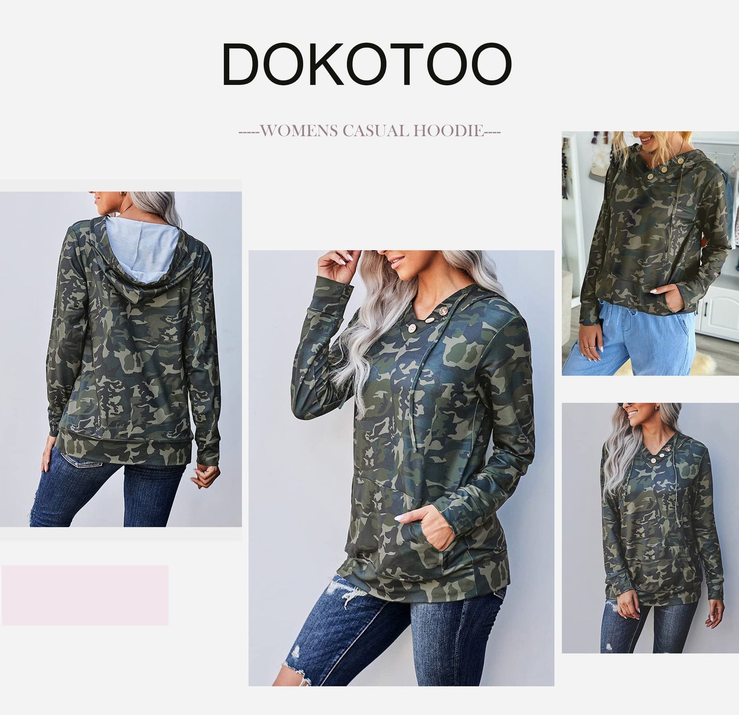 Women's Casual Long Sleeve Hoodies Sweatshirts Drawstring Pullover Tunic Tops With Pockets