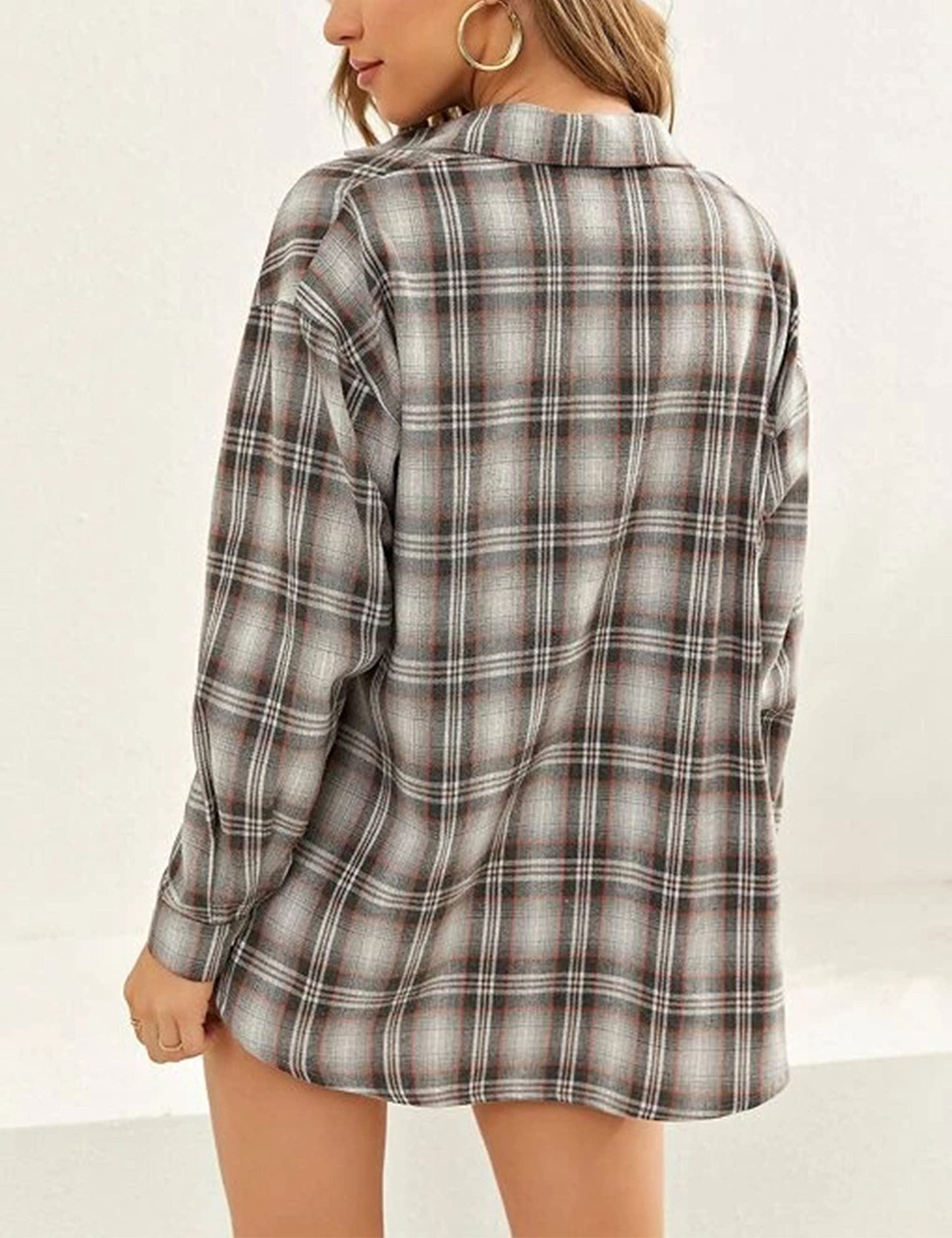 Plaid Flannel Shirts for Women Oversized Long Sleeve Button Down Buffalo Plaid Shirt Blouse Tops
