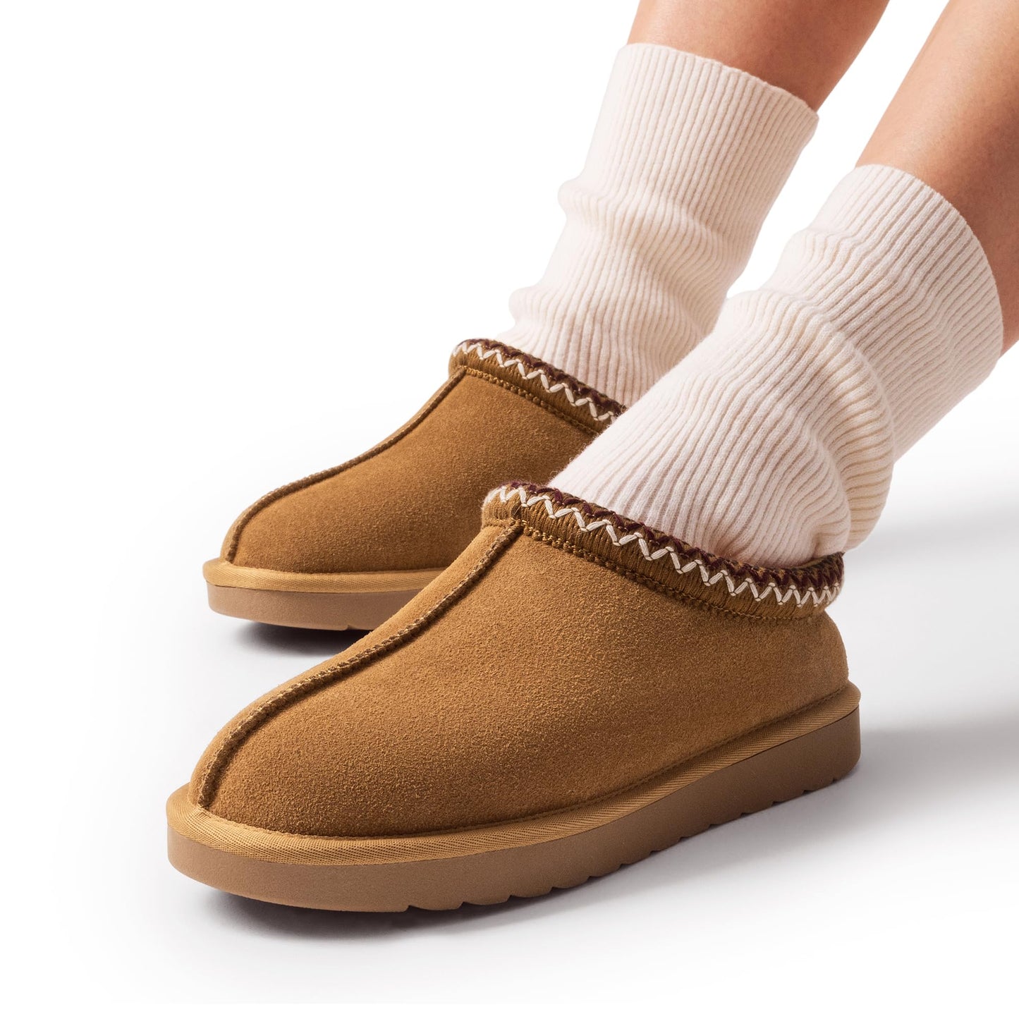 DREAM PAIRS Women's Fuzzy Cozy Slippers Genuine Suede Indoor Outdoor Fluffy Home Comfy Winter Slip On Cute Warm Memory Foam Furry Shoes FuzzyEasy