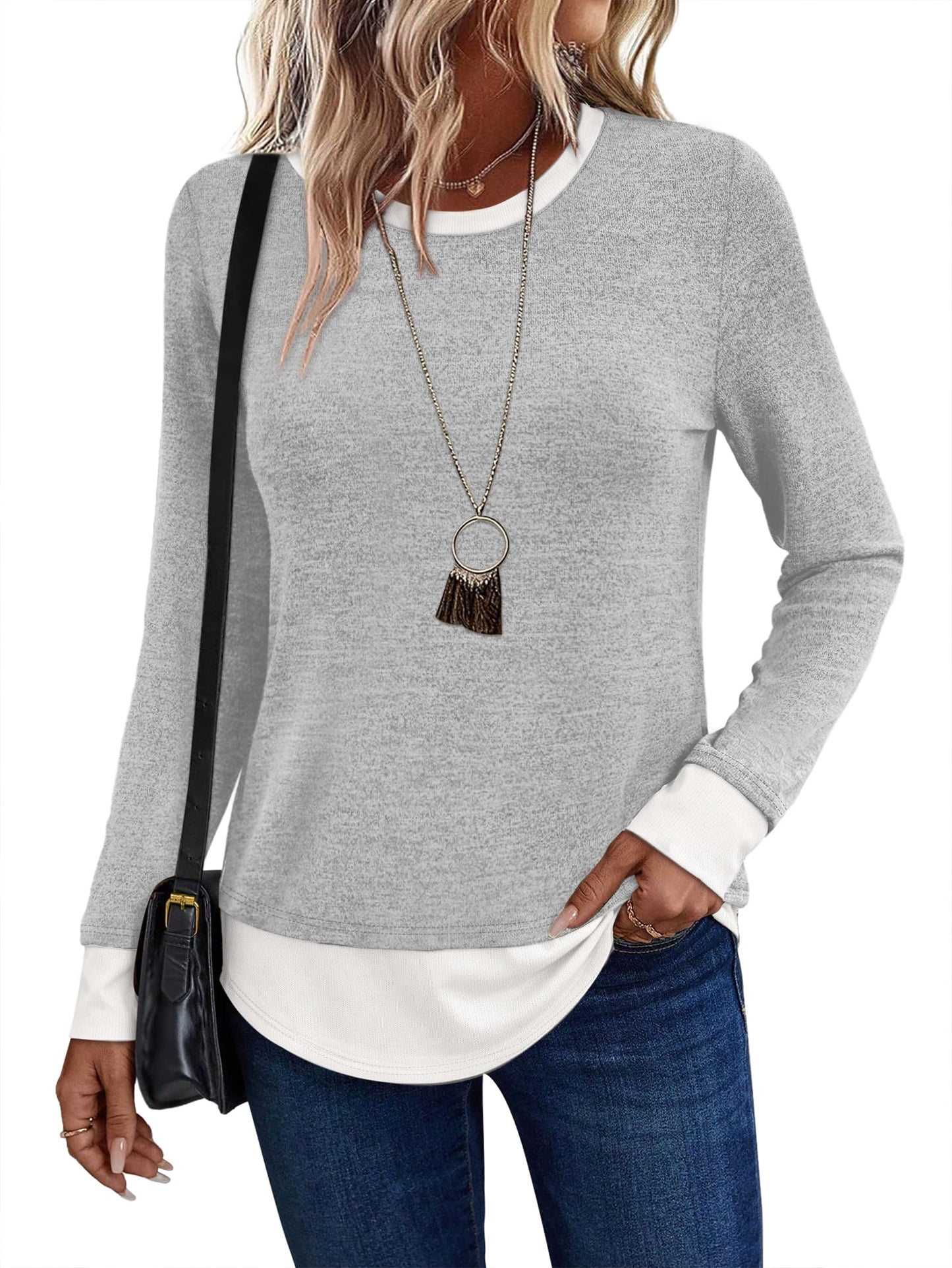 Womens Long Sleeve Shirts Lightweight Tunic Tops
