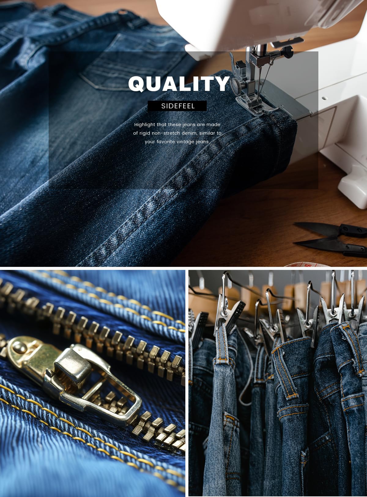 Women's High Waisted Jeans Strechy Raw Hem Straight Leg Denim Pants with Pockets