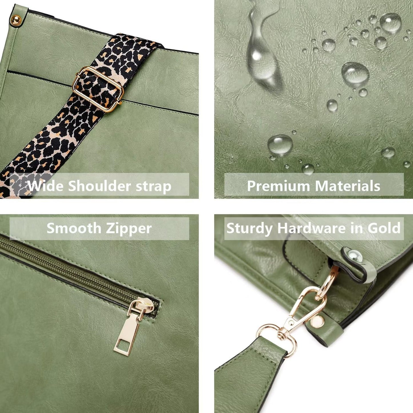 Vegan Leather Crossbody Bags for Women, Crossbody Purse with Guitar Strap Zipped Pockets Handbag