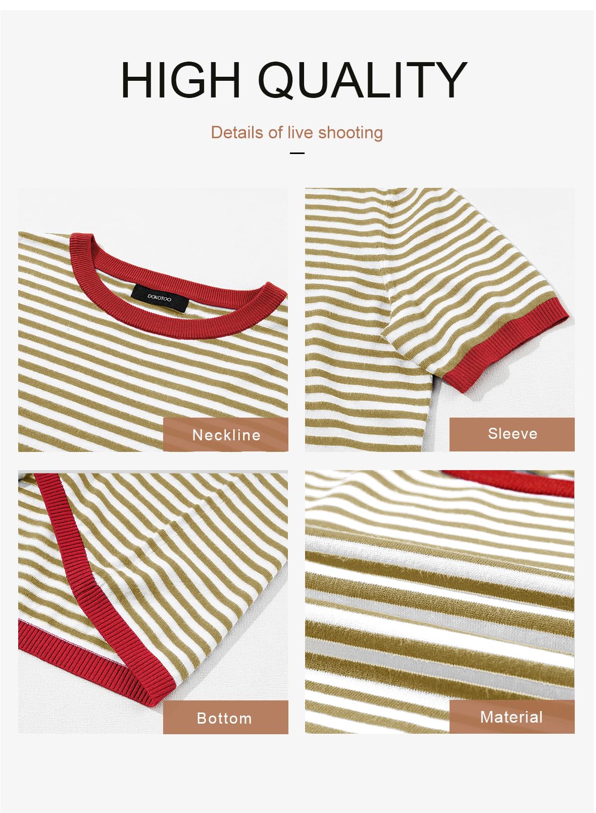 Womens Tops CasualCrewneck Short Sleeve Striped Color Block Knit Trendy Pullover Sweaters