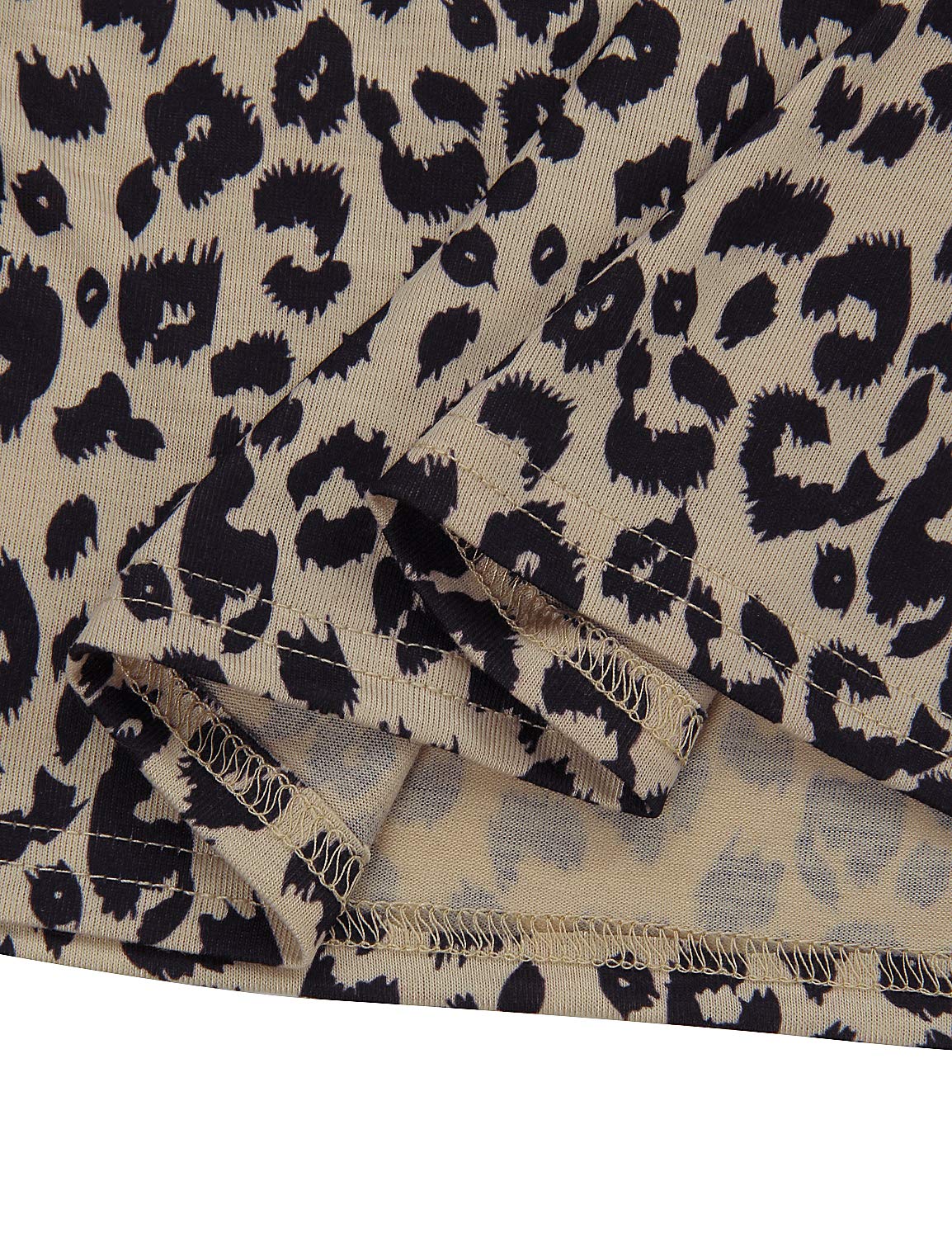 Womens Leopard Print Tops Short Sleeve Round Neck Casual T Shirts Tees