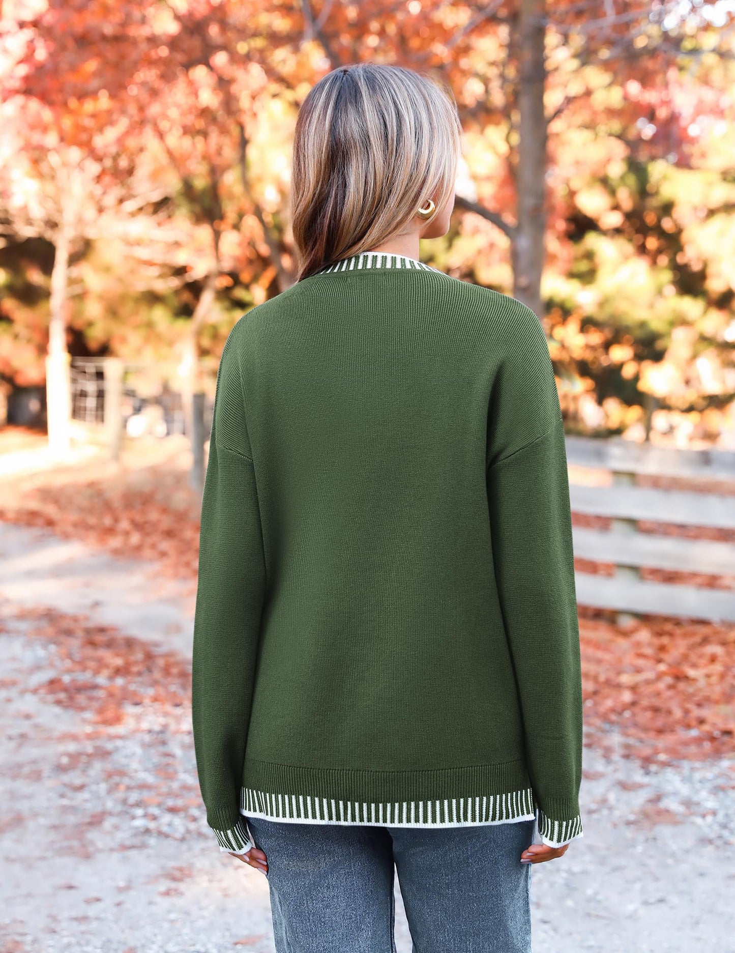Womens Crewneck Pullover Sweater Long Sleeve Knit Side Slit