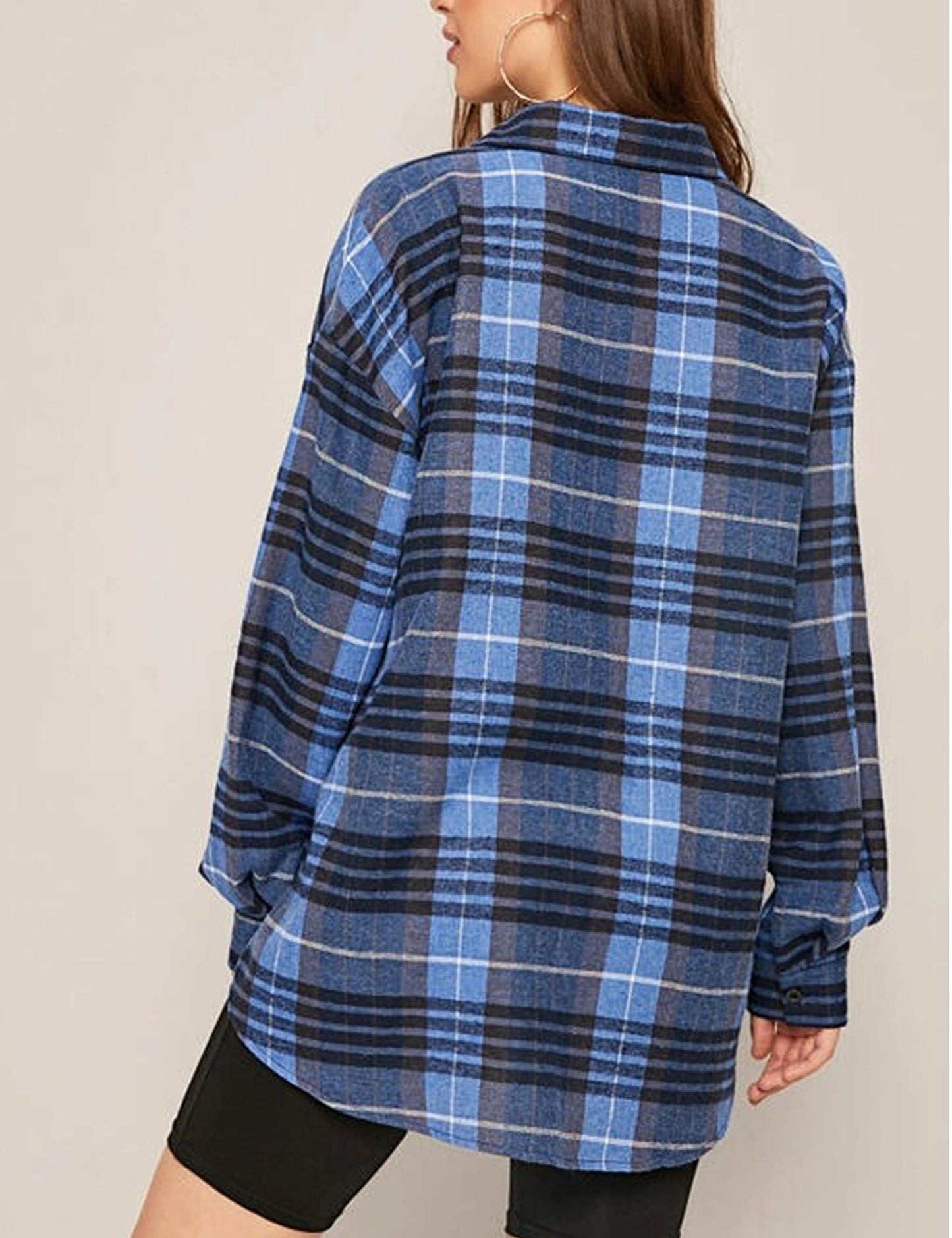 Plaid Flannel Shirts for Women Oversized Long Sleeve Button Down Buffalo Plaid Shirt Blouse Tops
