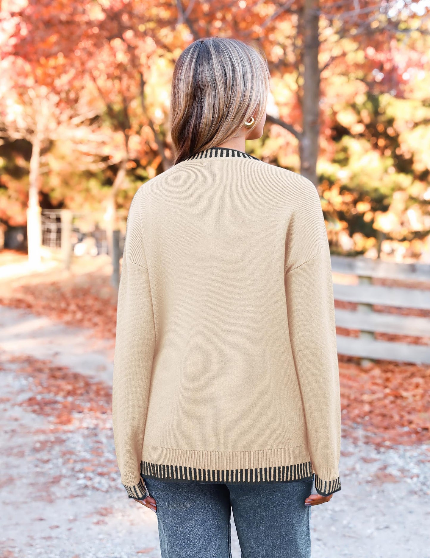 Womens Crewneck Pullover Sweater Long Sleeve Knit Side Slit