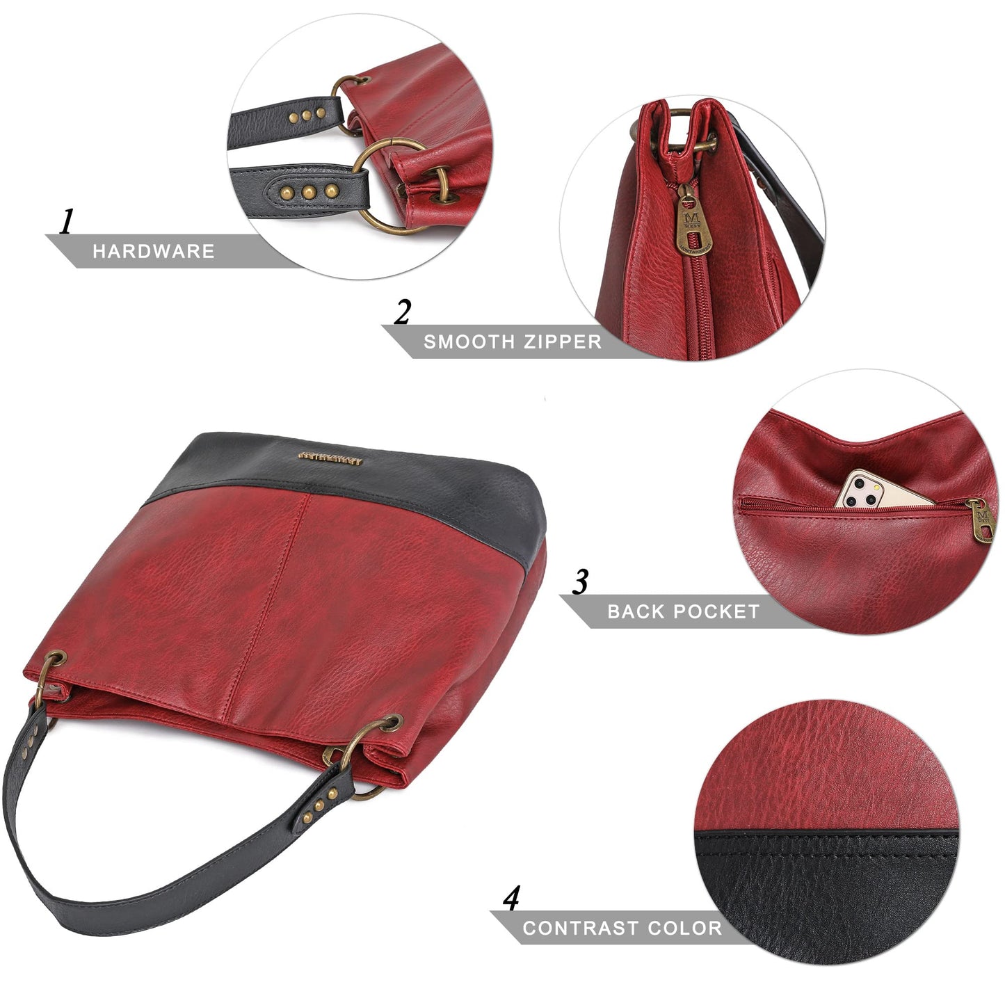 Hobo Bag Purses and Handbags for Women Top Handle Handbags with Zipper