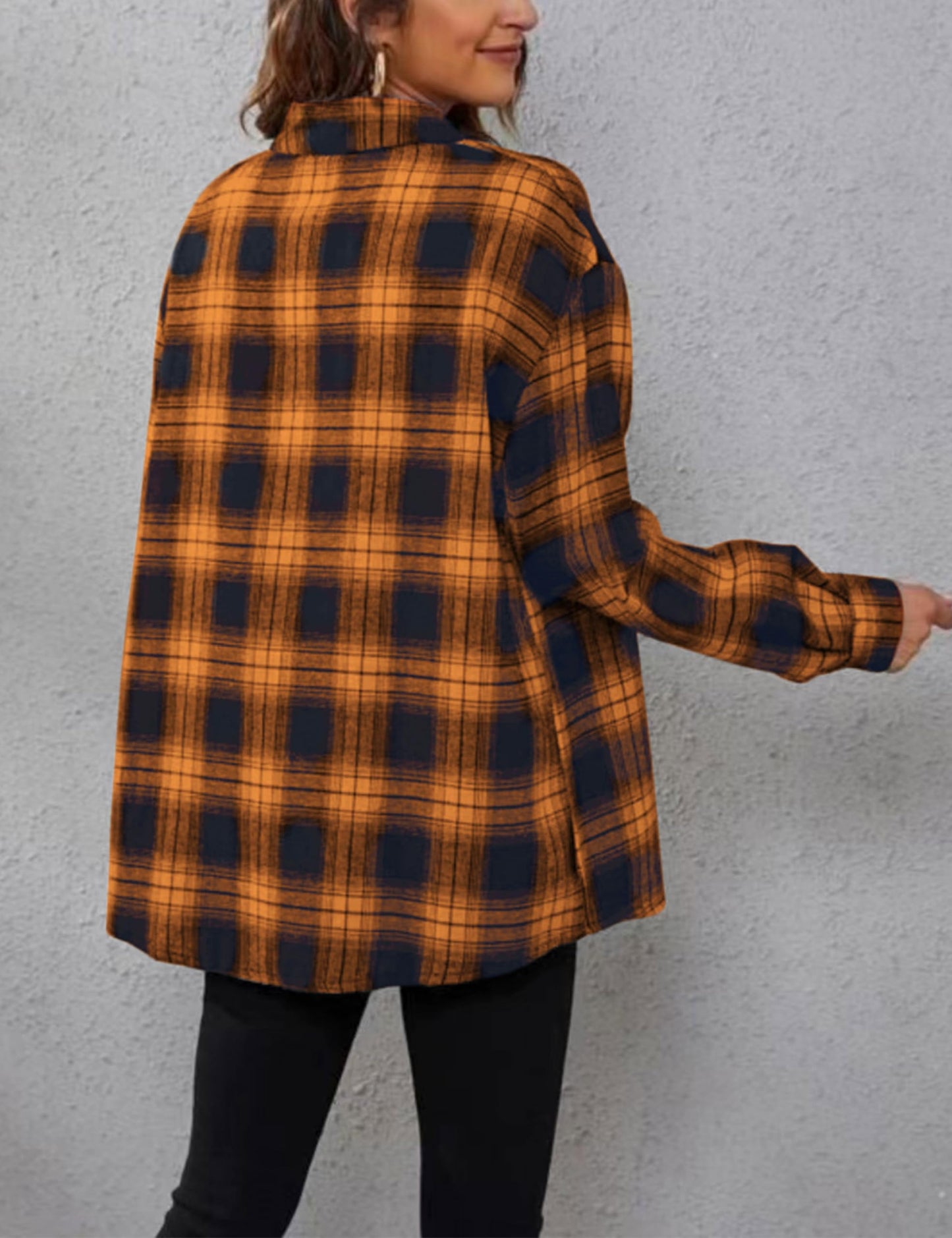 Plaid Flannel Shirts for Women Oversized Long Sleeve Button Down Buffalo Plaid Shirt Blouse Tops
