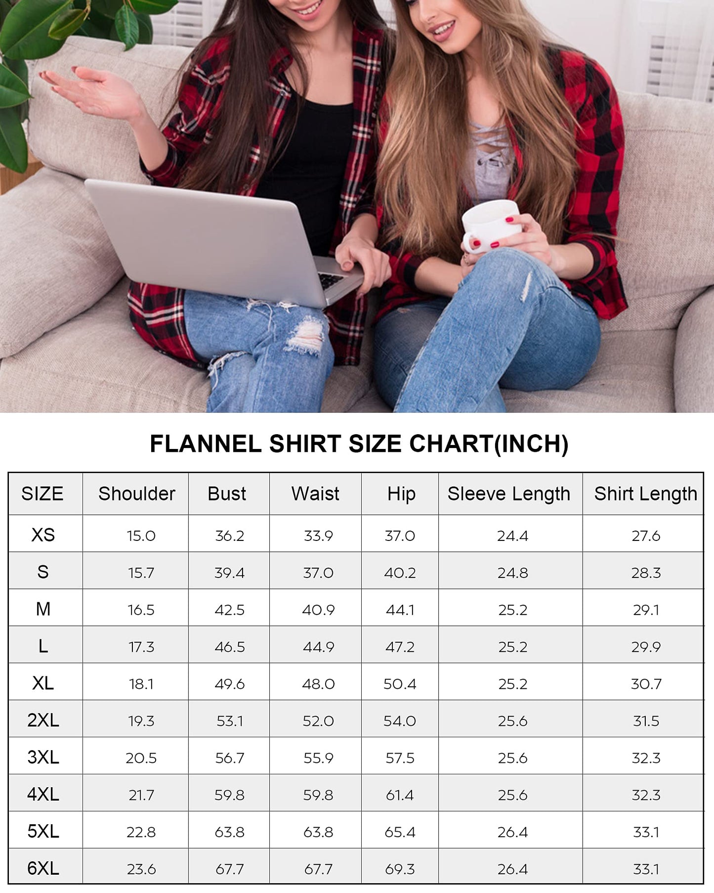 Womens Plaid Flannel Shirts Long Sleeve Roll Up Casual Button Down Shirt