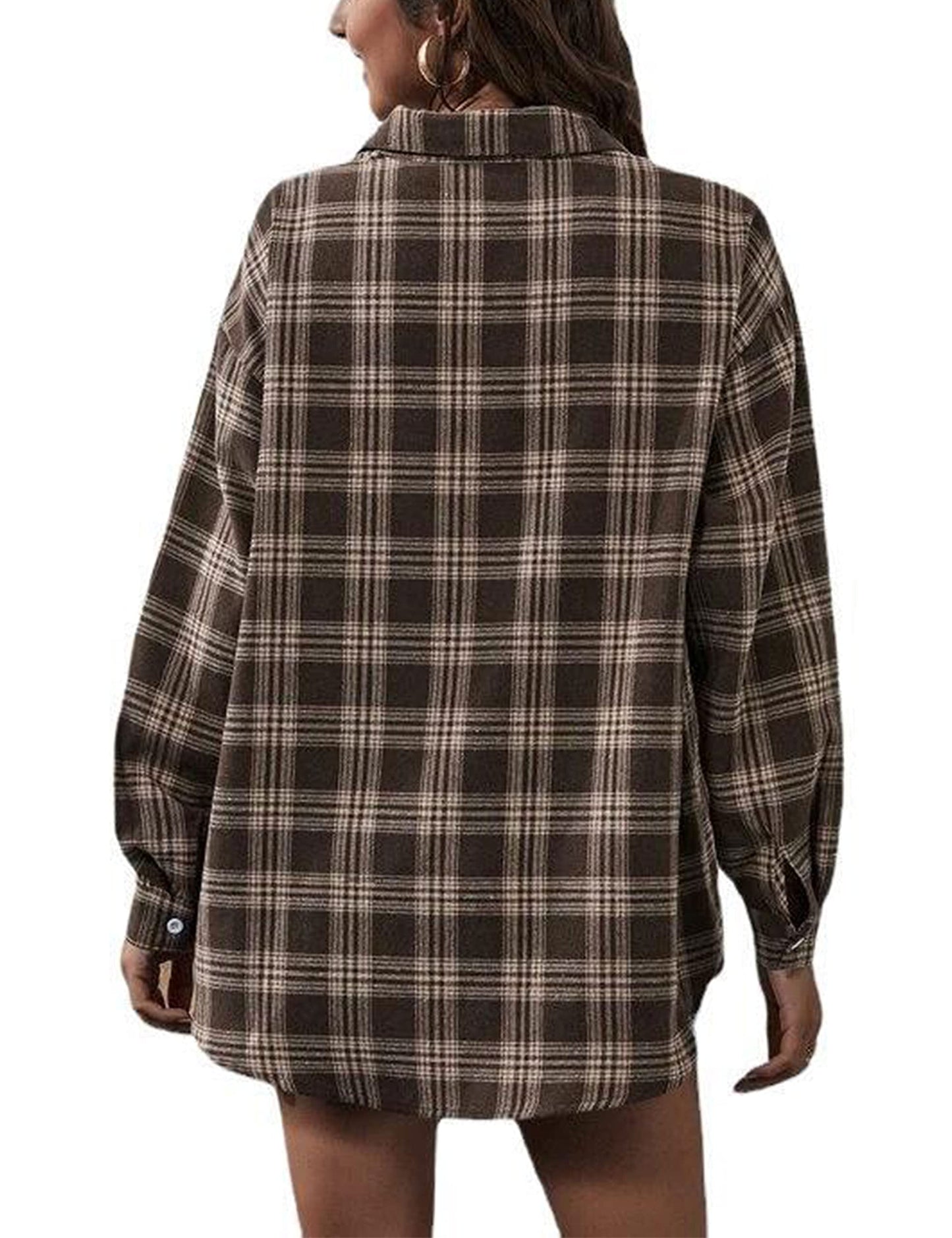 Plaid Flannel Shirts for Women Oversized Long Sleeve Button Down Buffalo Plaid Shirt Blouse Tops