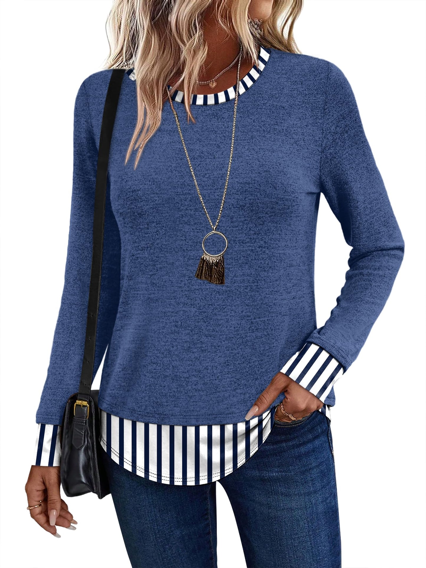Womens Long Sleeve Shirts Lightweight Tunic Tops