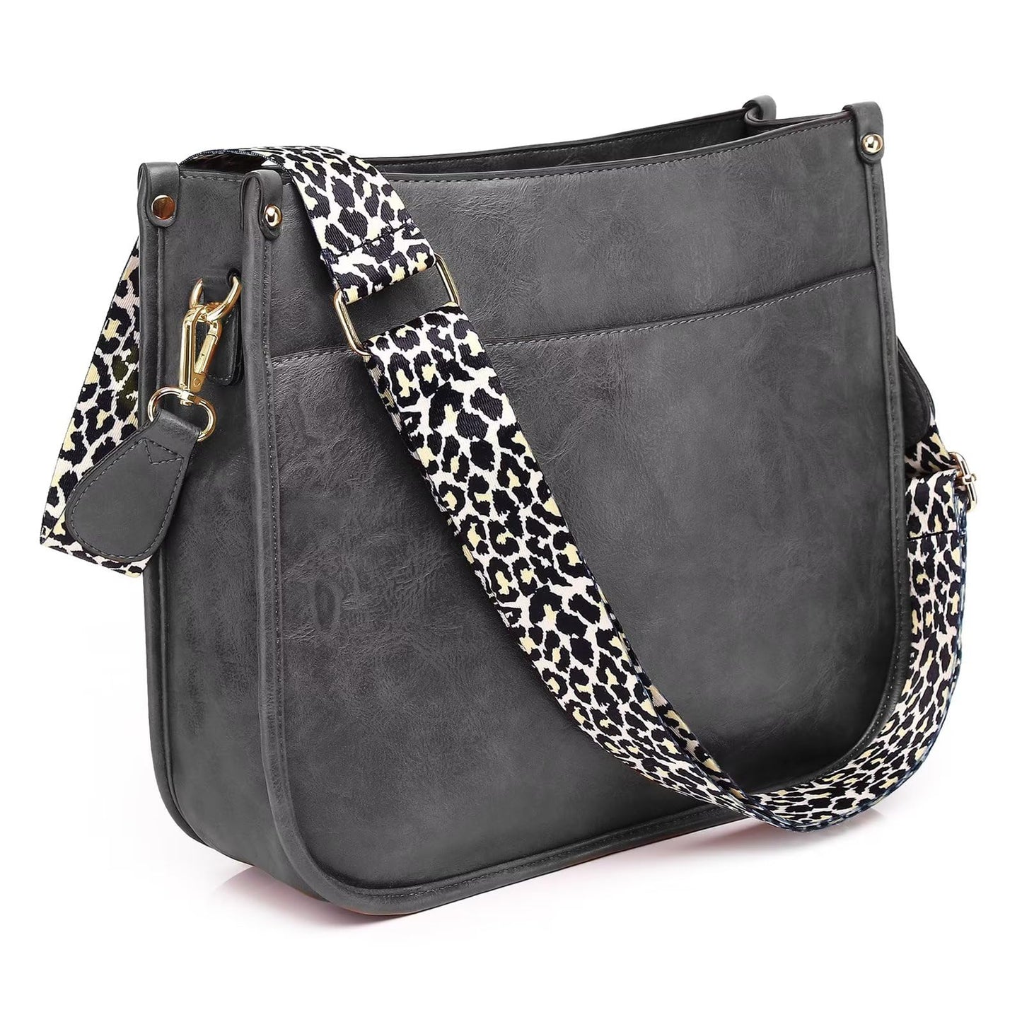 Vegan Leather Crossbody Bags for Women, Crossbody Purse with Guitar Strap Zipped Pockets Handbag
