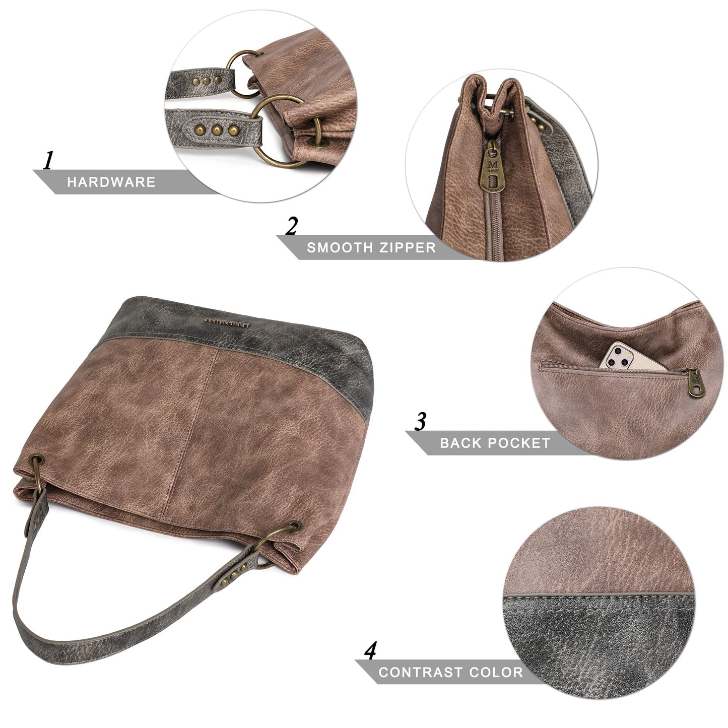 Hobo Bag Purses and Handbags for Women Top Handle Handbags with Zipper