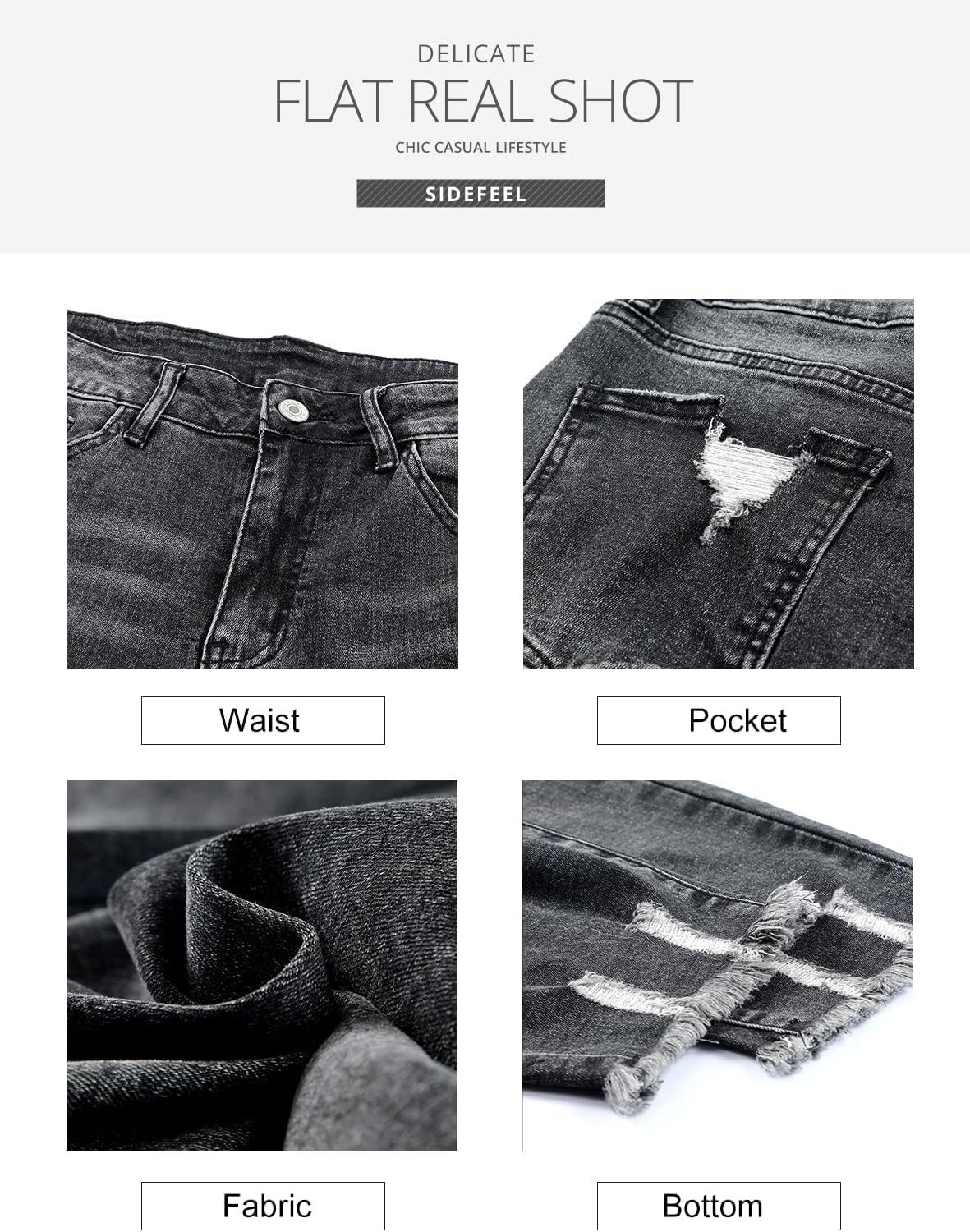 Women's Ripped Jeans Straight Leg Distressed Boyfriend Denim Pants