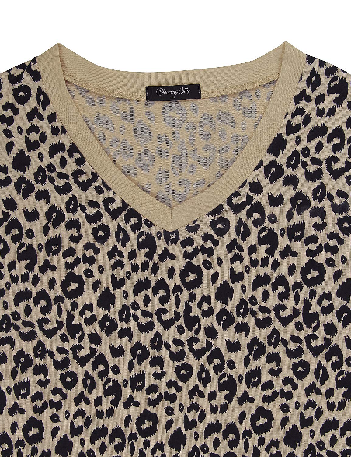 Womens Leopard Print Tops Short Sleeve Round Neck Casual T Shirts Tees