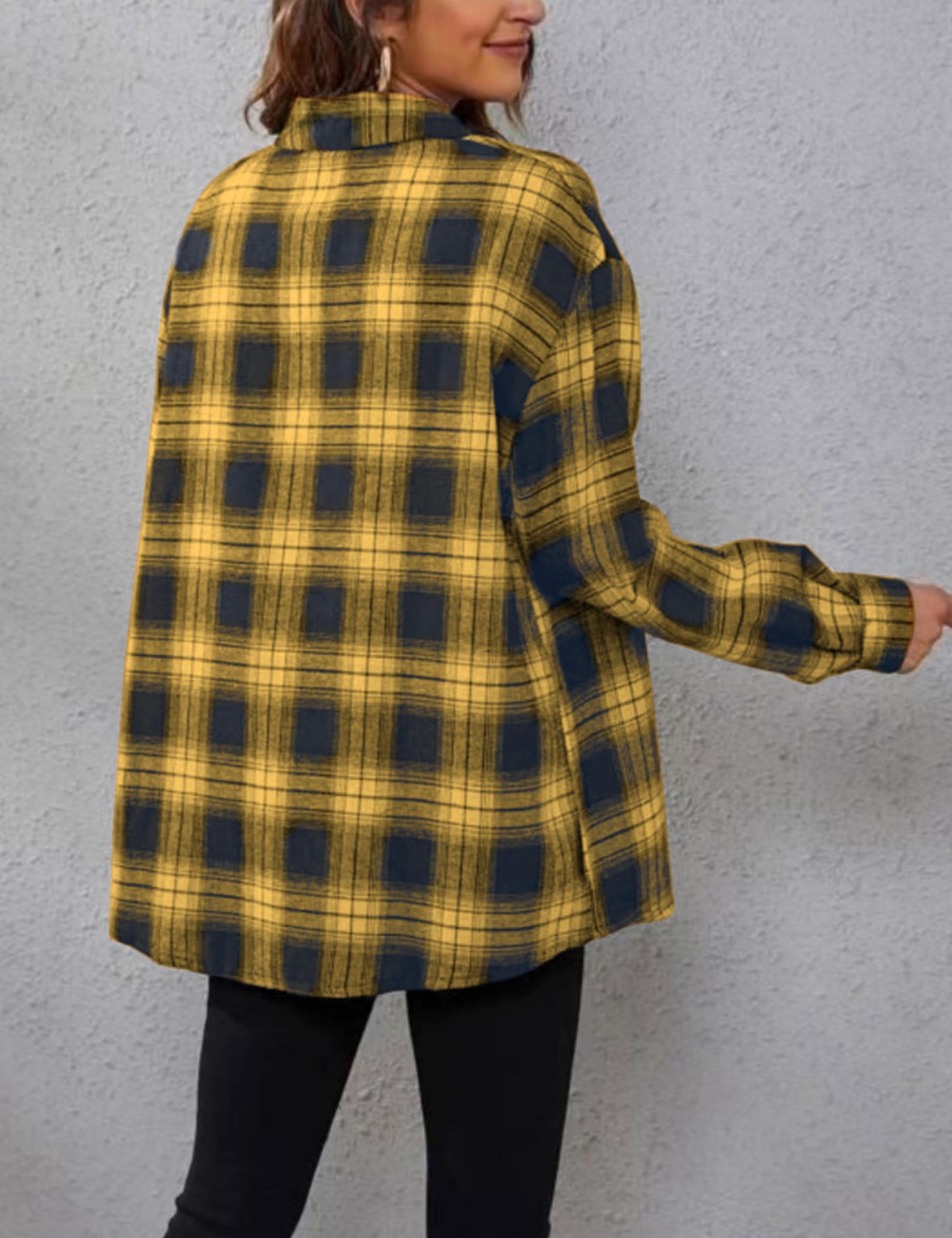 Plaid Flannel Shirts for Women Oversized Long Sleeve Button Down Buffalo Plaid Shirt Blouse Tops