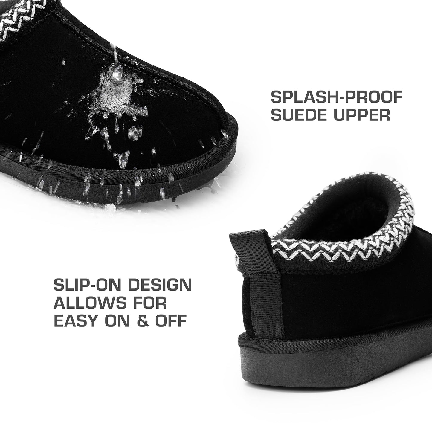 DREAM PAIRS Women's Fuzzy Cozy Slippers Genuine Suede Indoor Outdoor Fluffy Home Comfy Winter Slip On Cute Warm Memory Foam Furry Shoes FuzzyEasy