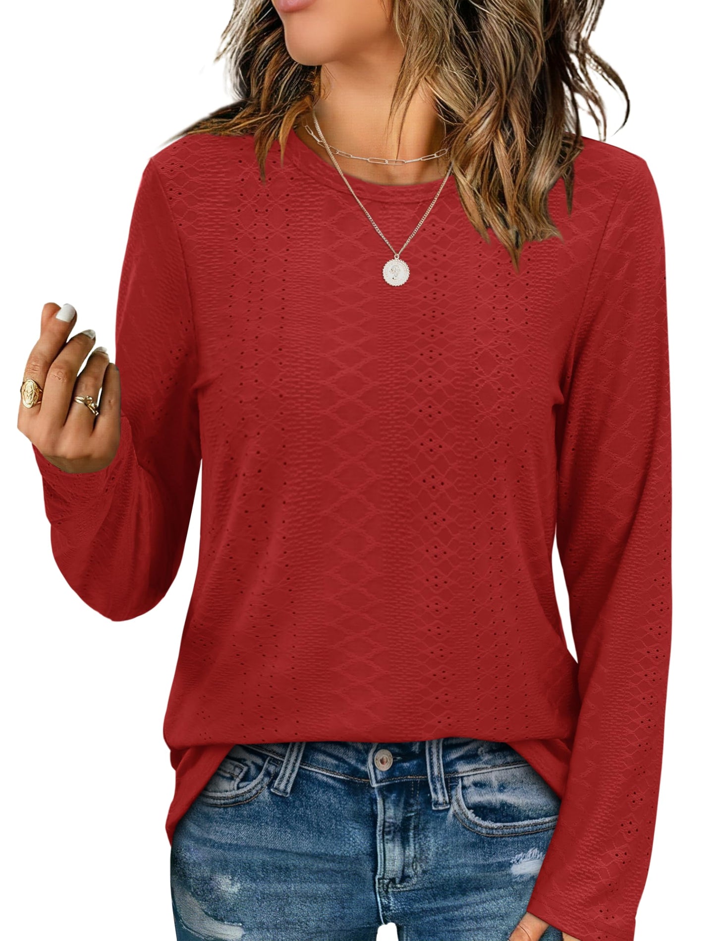 Womens Long Sleeve T Shirts Fashion Tops Comfy Basic Tees Plain Tshirts