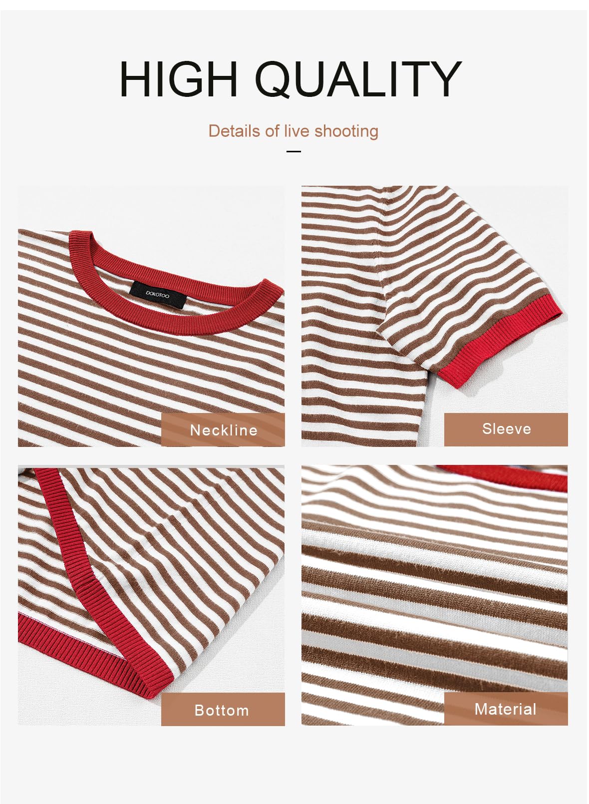 Womens Tops CasualCrewneck Short Sleeve Striped Color Block Knit Trendy Pullover Sweaters