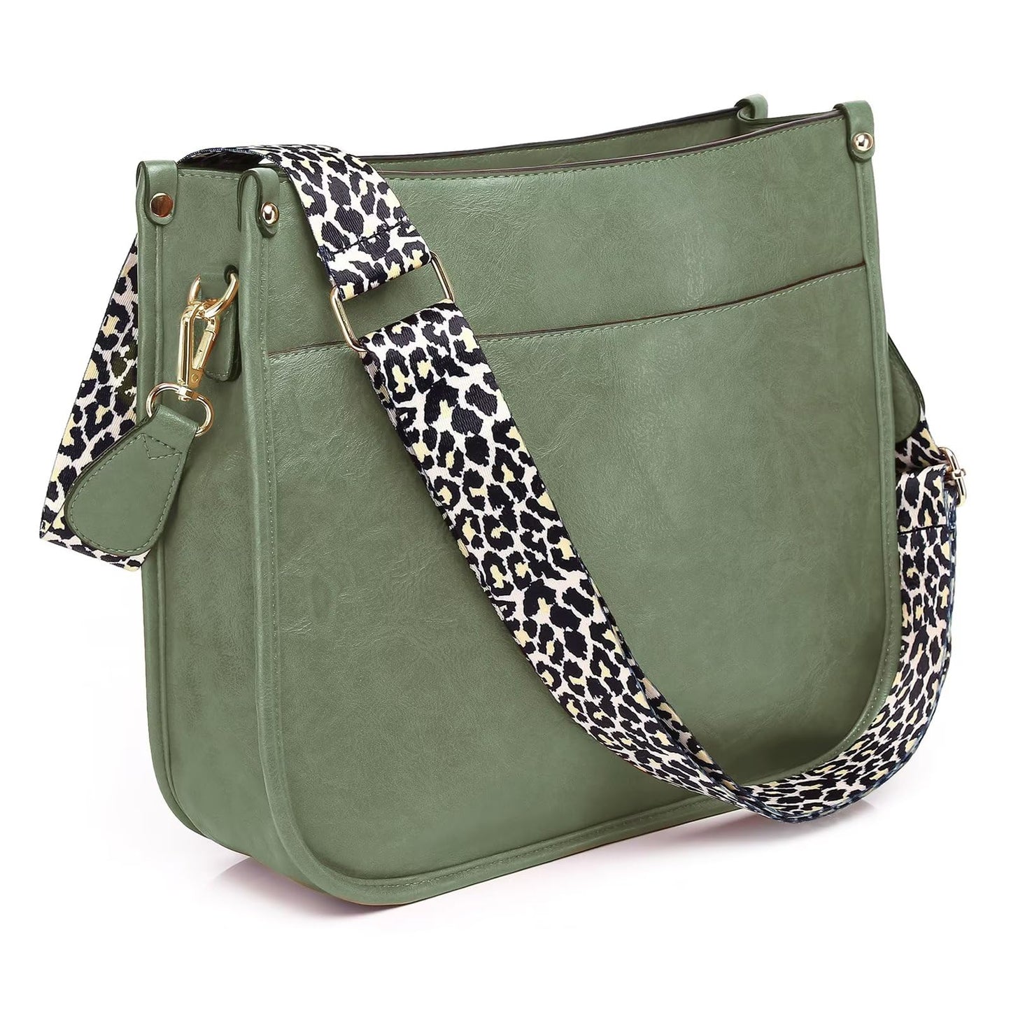 Vegan Leather Crossbody Bags for Women, Crossbody Purse with Guitar Strap Zipped Pockets Handbag