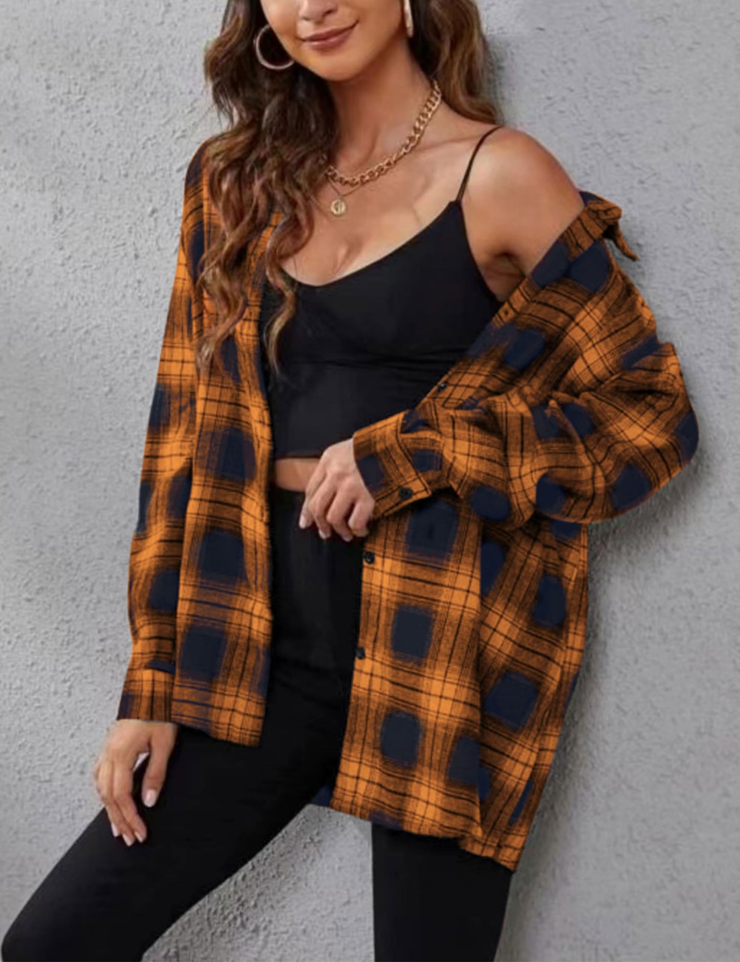Plaid Flannel Shirts for Women Oversized Long Sleeve Button Down Buffalo Plaid Shirt Blouse Tops