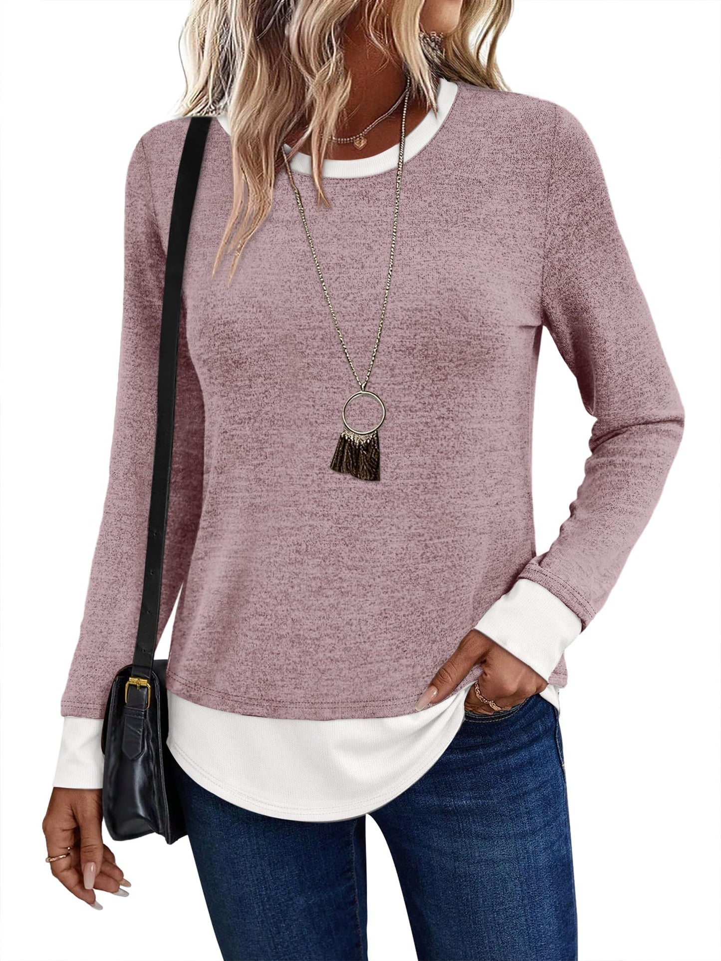 Womens Long Sleeve Shirts Lightweight Tunic Tops