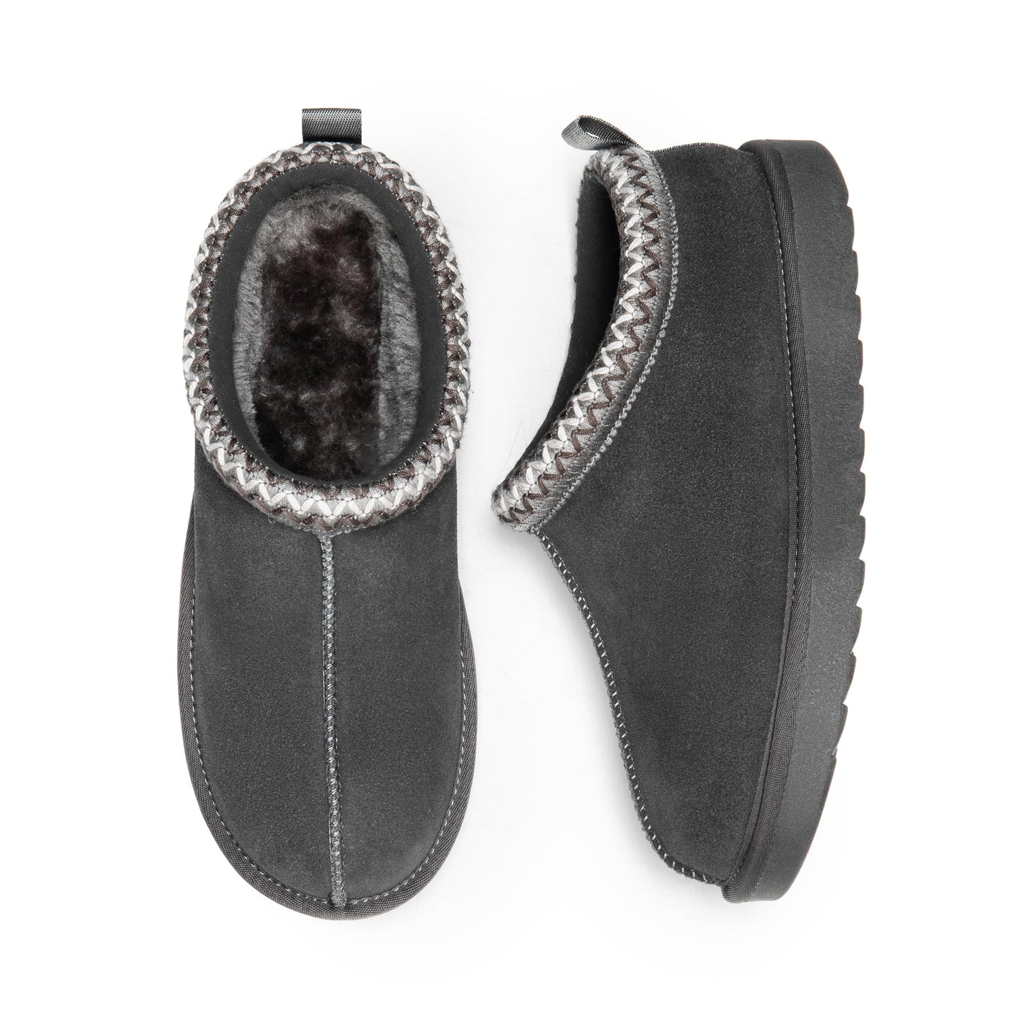 DREAM PAIRS Women's Fuzzy Cozy Slippers Genuine Suede Indoor Outdoor Fluffy Home Comfy Winter Slip On Cute Warm Memory Foam Furry Shoes FuzzyEasy