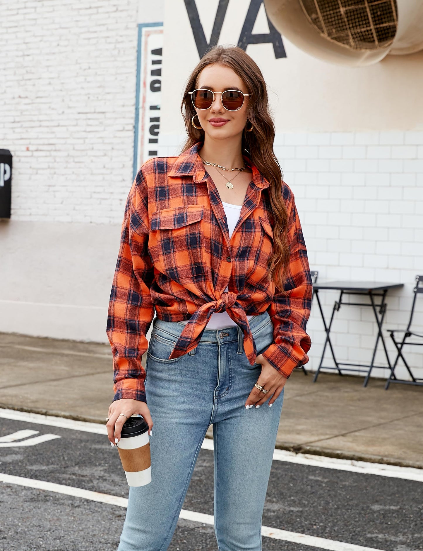Women's Button Down Flannel Shirts Plaid Shacket Long Sleeve Collared Business Casual Tops Work Blouses