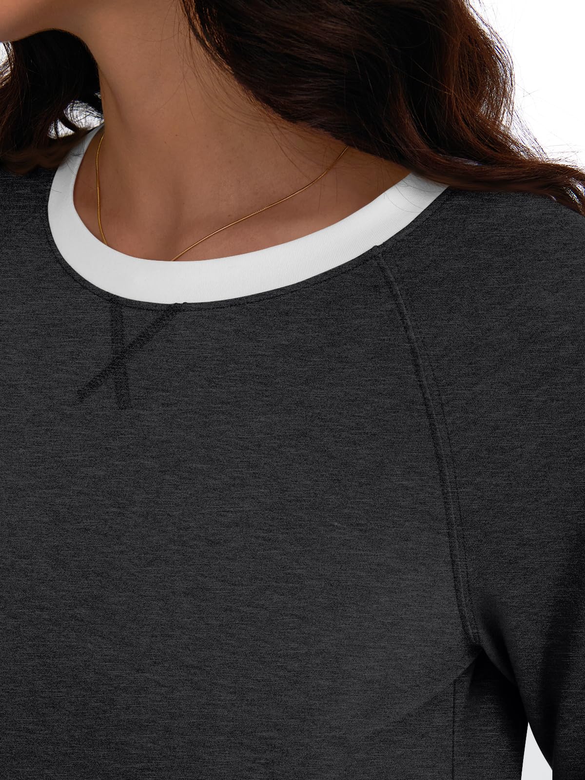 Womens Long Sleeve Shirts Color Block Casual Crewneck Tops Tshirt Basic Tees Fashion Clothes Trendy Outfits