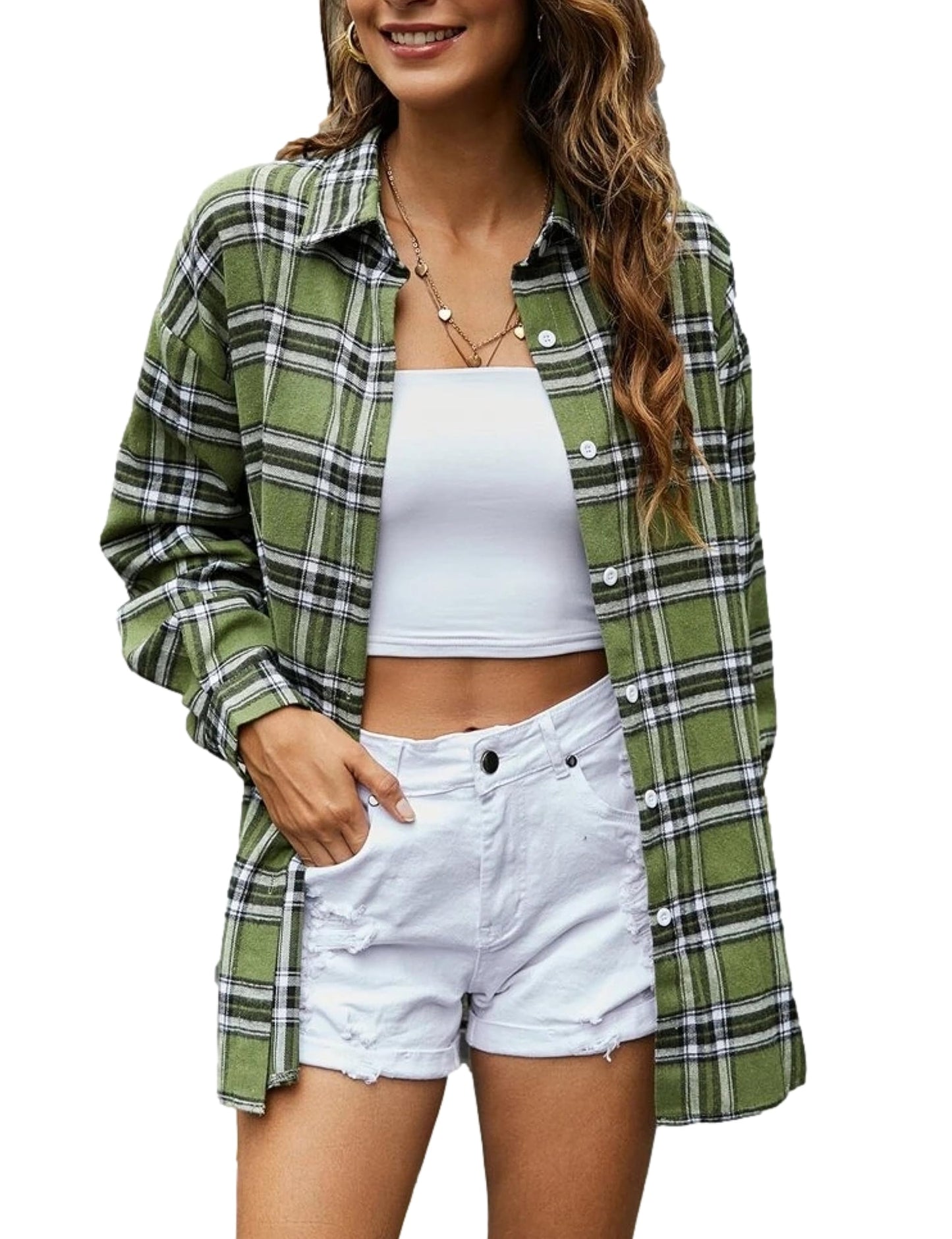 Plaid Flannel Shirts for Women Oversized Long Sleeve Button Down Buffalo Plaid Shirt Blouse Tops