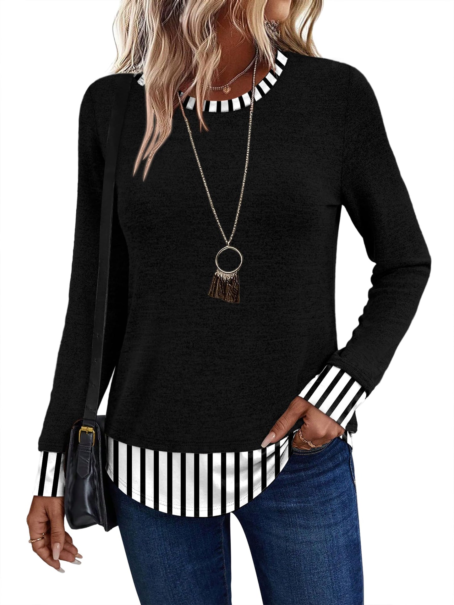 Womens Long Sleeve Shirts Lightweight Tunic Tops