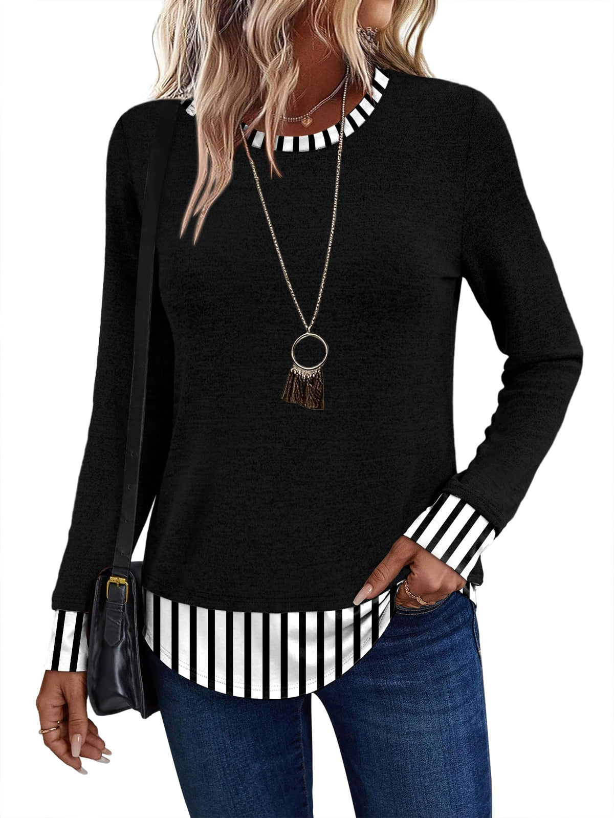 Womens Long Sleeve Shirts Lightweight Tunic Tops
