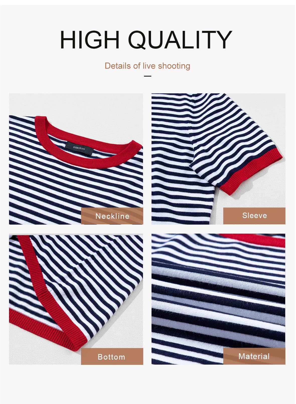 Womens Tops CasualCrewneck Short Sleeve Striped Color Block Knit Trendy Pullover Sweaters