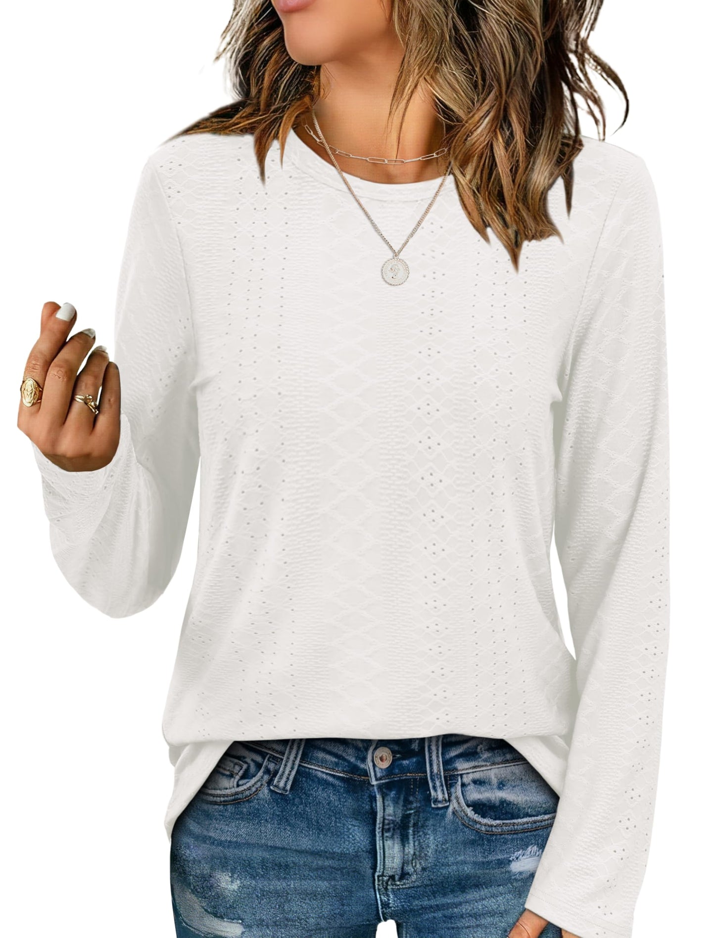 Womens Long Sleeve T Shirts Fashion Tops Comfy Basic Tees Plain Tshirts