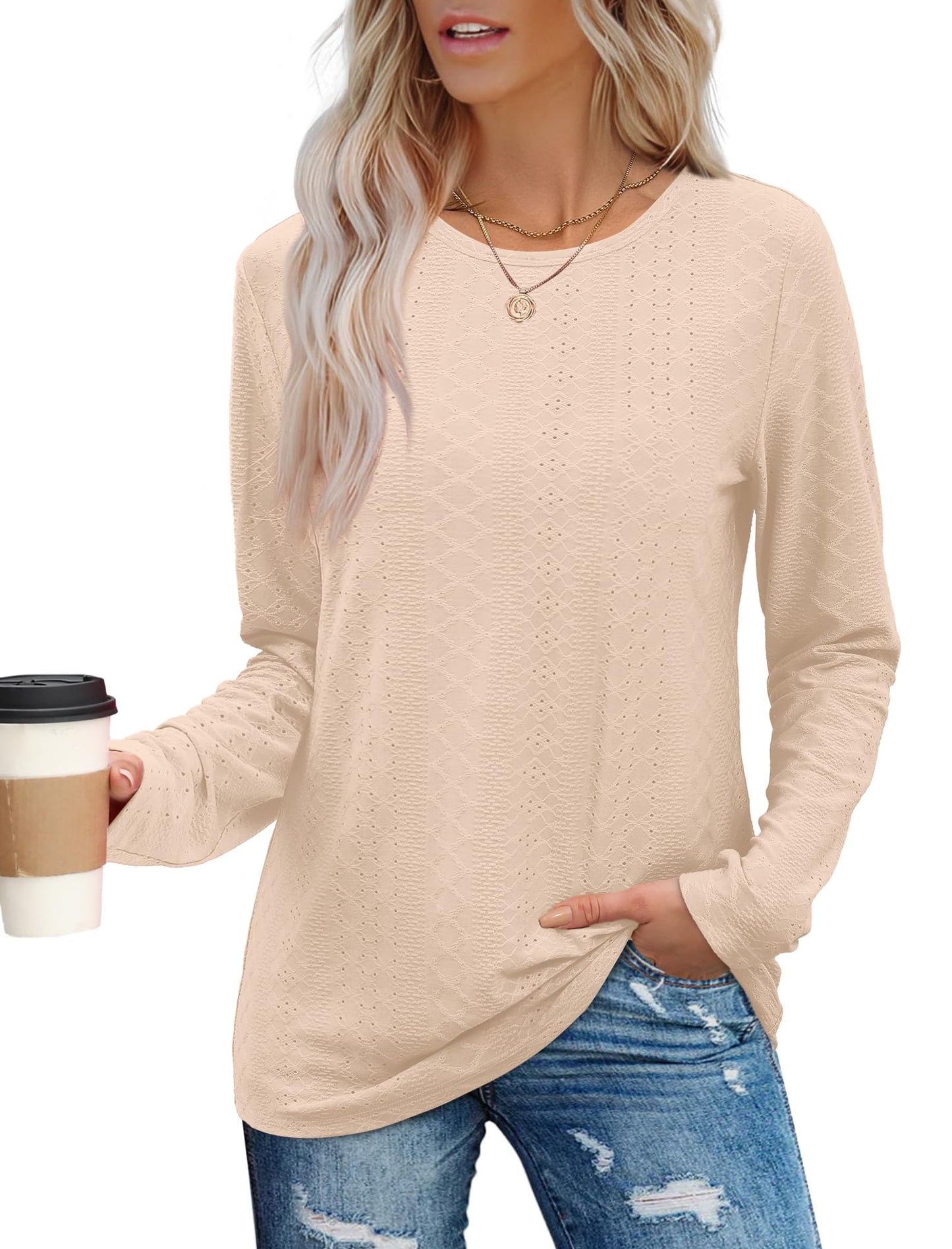 Womens Long Sleeve T Shirts Fashion Tops Comfy Basic Tees Plain Tshirts