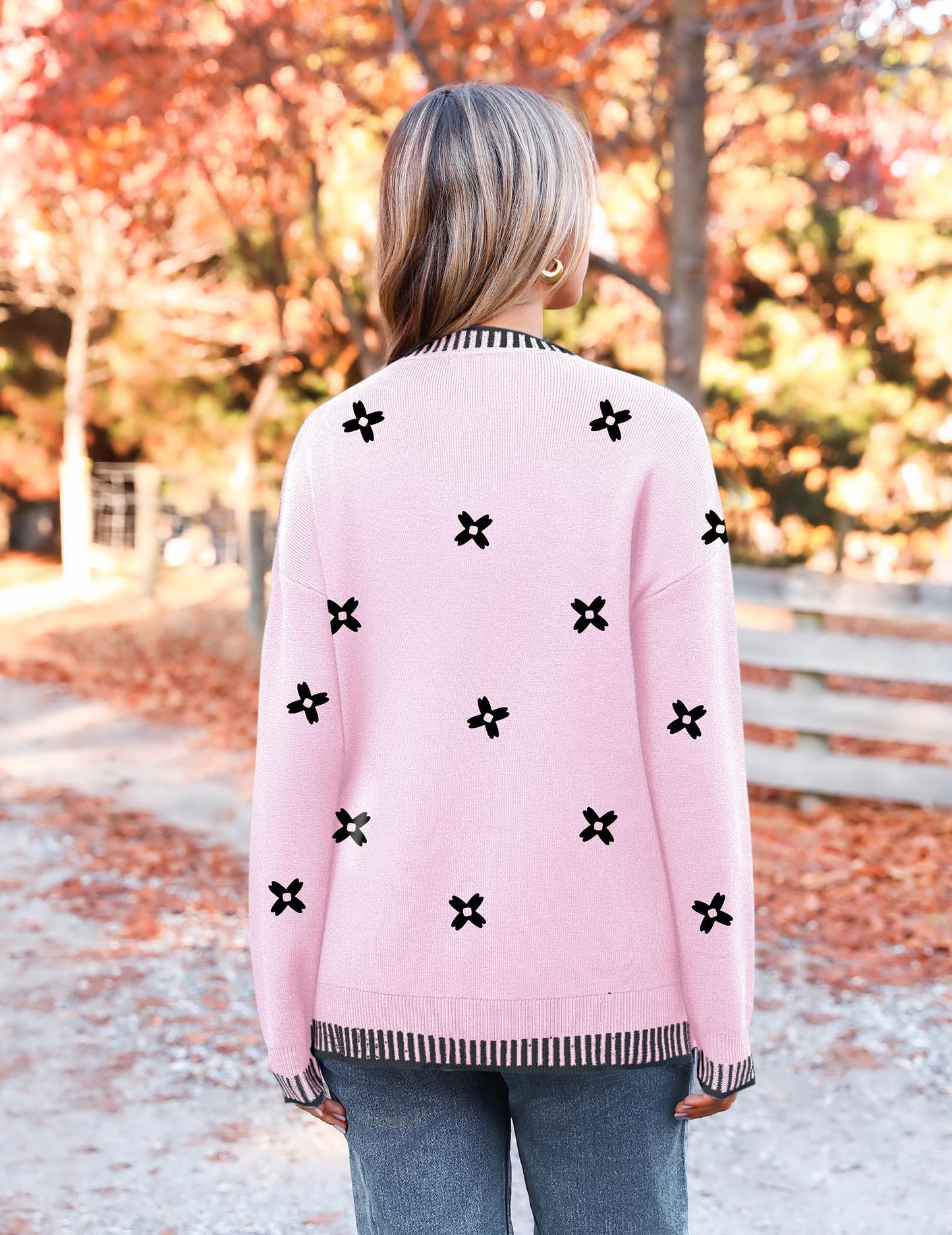 Womens Crewneck Pullover Sweater Long Sleeve Knit Side Slit