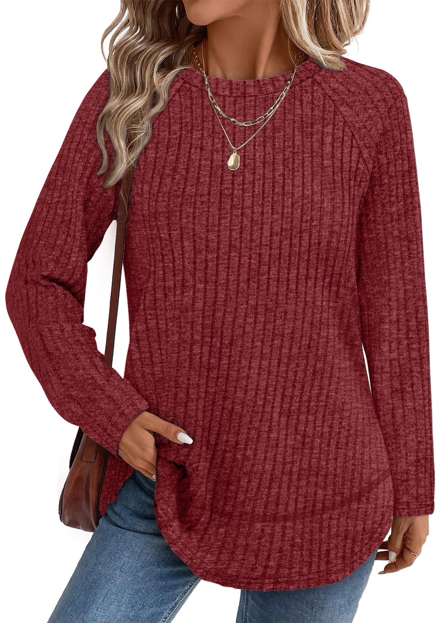 Long Sleeve Shirts for Women Fall Sweaters Lightweight Trendy Tops