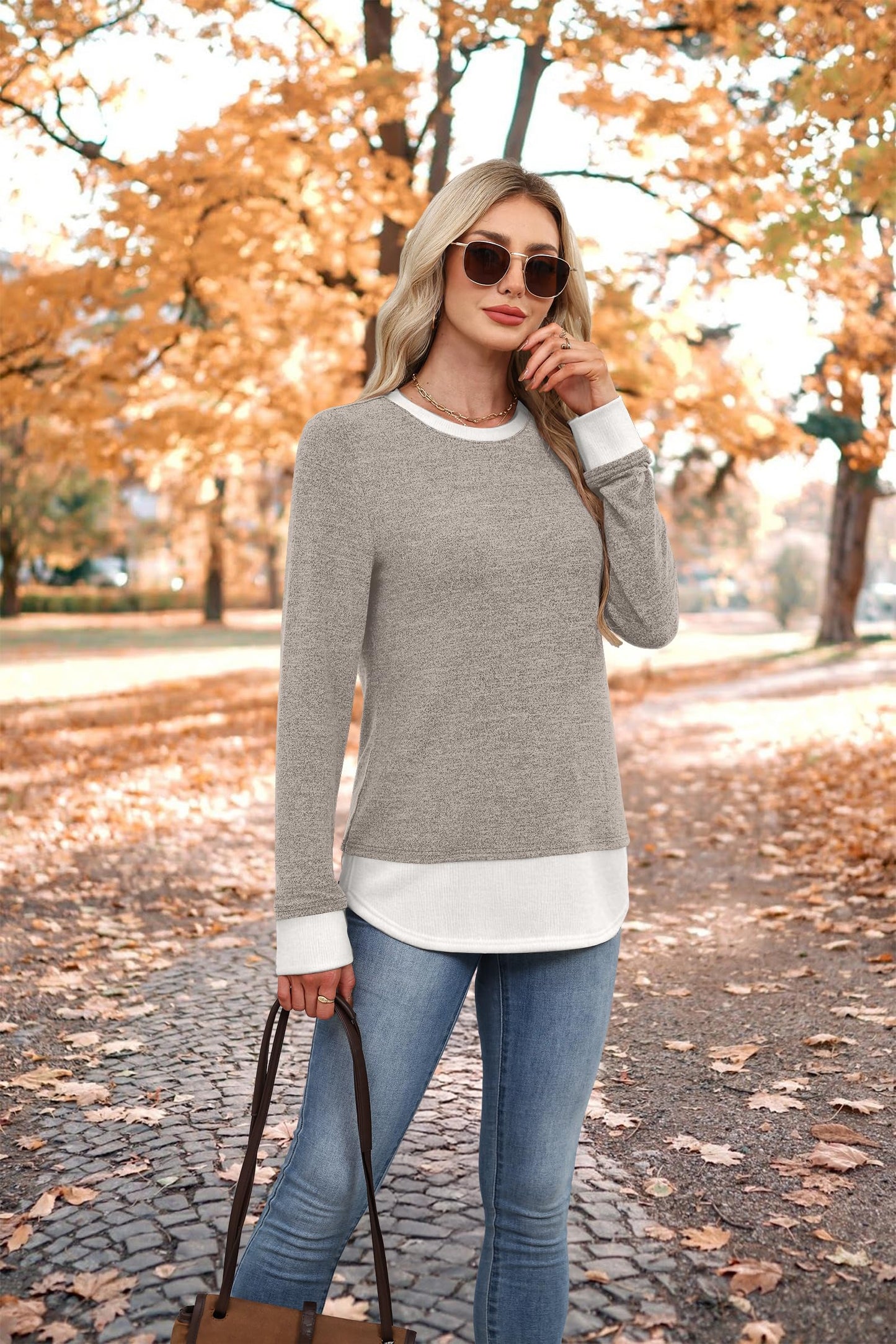 Womens Long Sleeve Shirts Lightweight Tunic Tops