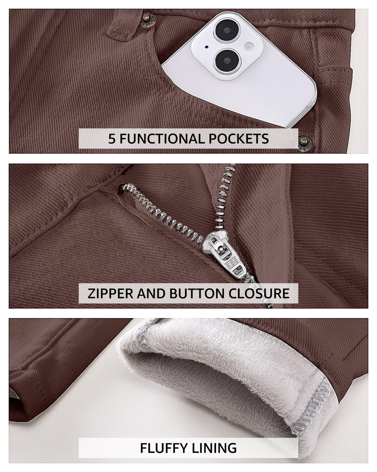 Vetinee Fleece Lined Jeans for Women High Waisted Skinny Winter Warm Slim Fit Thermal Jean Pants Stretchy Denim Jeggings