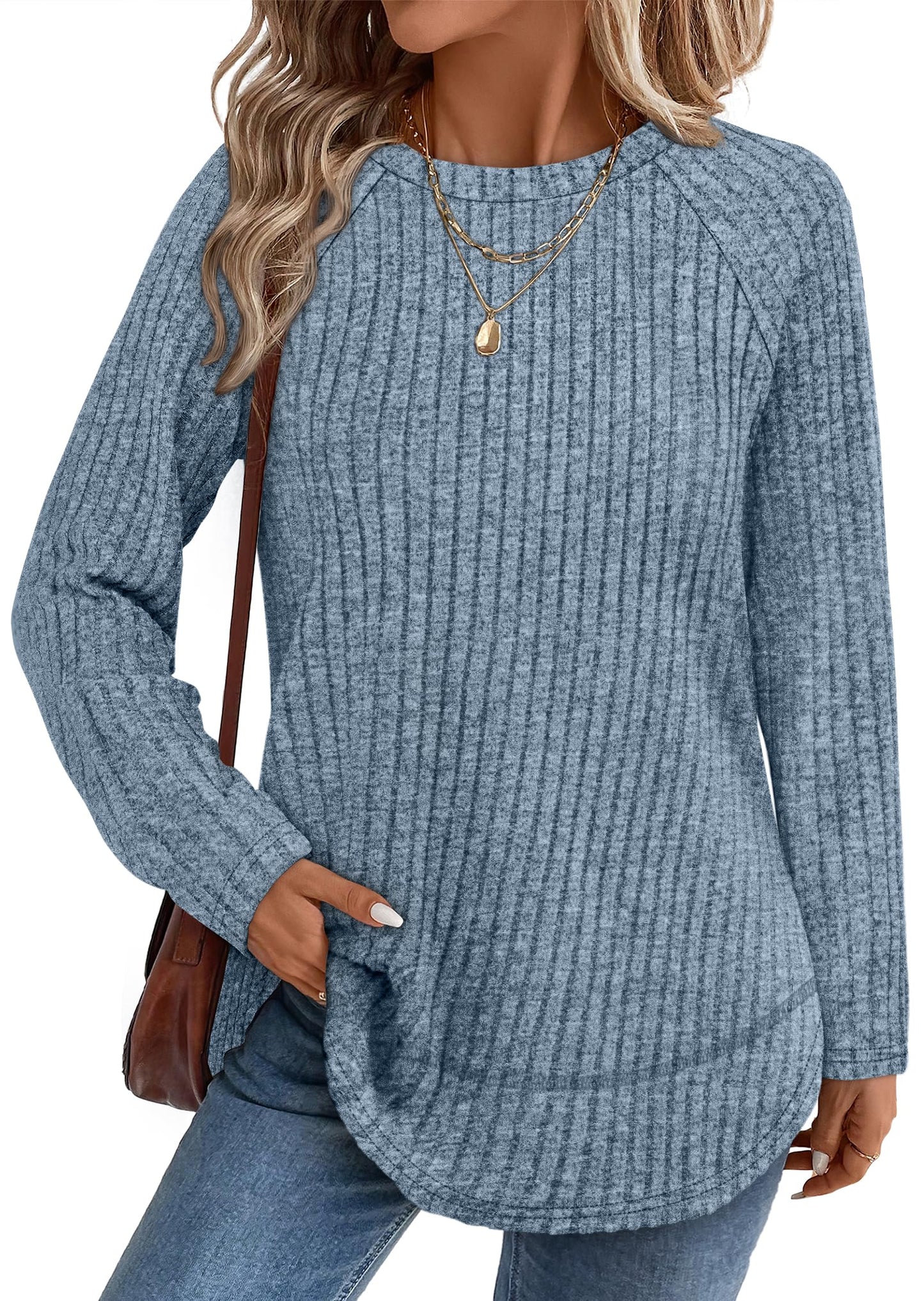Long Sleeve Shirts for Women Fall Sweaters Lightweight Trendy Tops