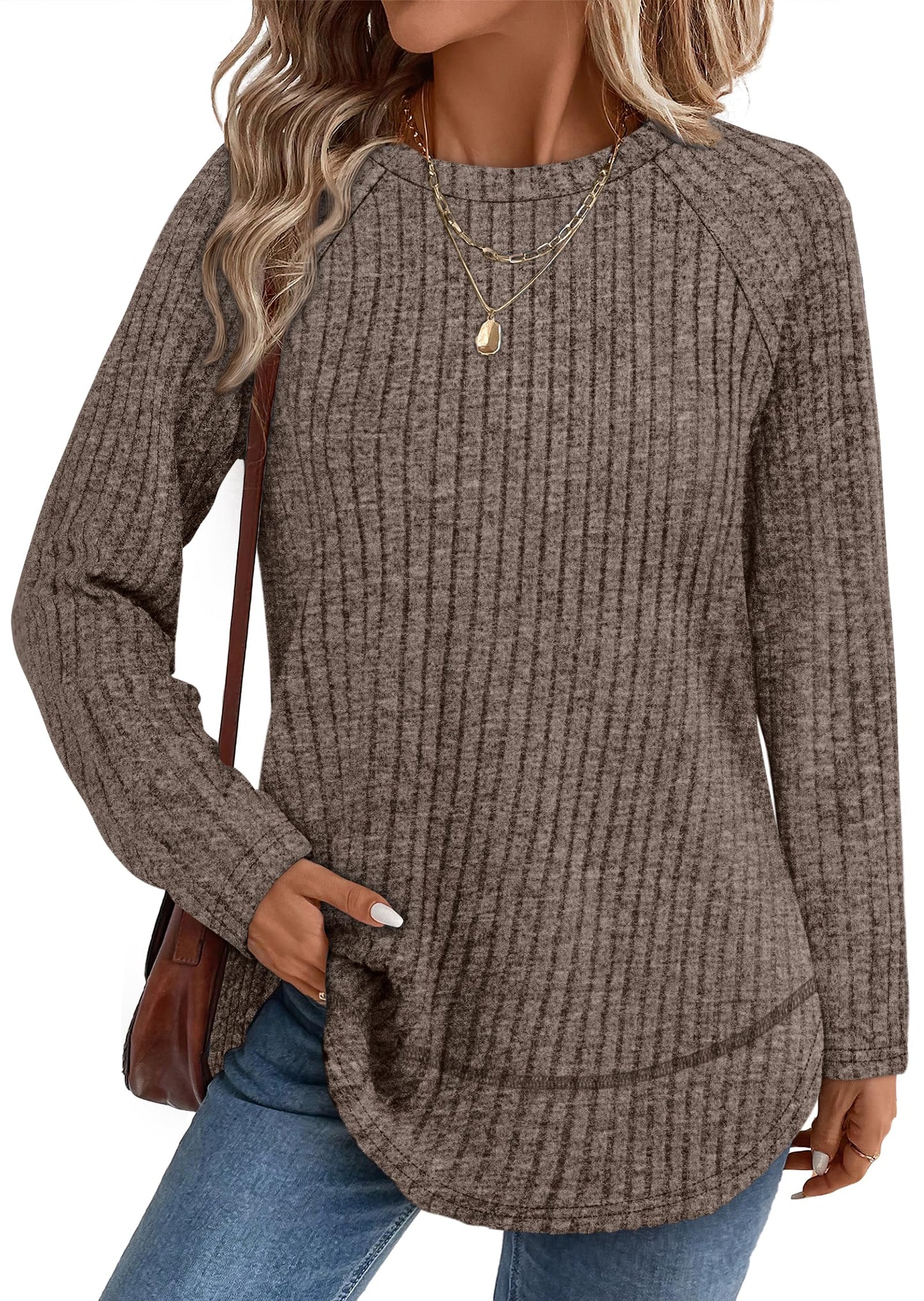 Long Sleeve Shirts for Women Fall Sweaters Lightweight Trendy Tops