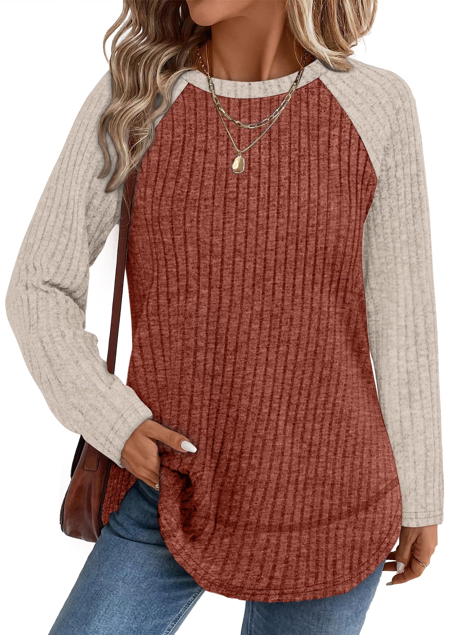 Long Sleeve Shirts for Women Fall Sweaters Lightweight Trendy Tops