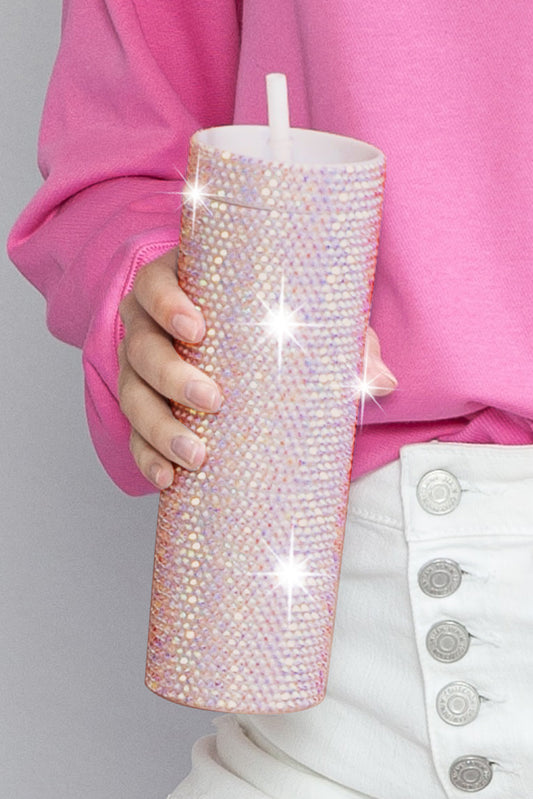 Silver Full Rhinestone Straw Cup