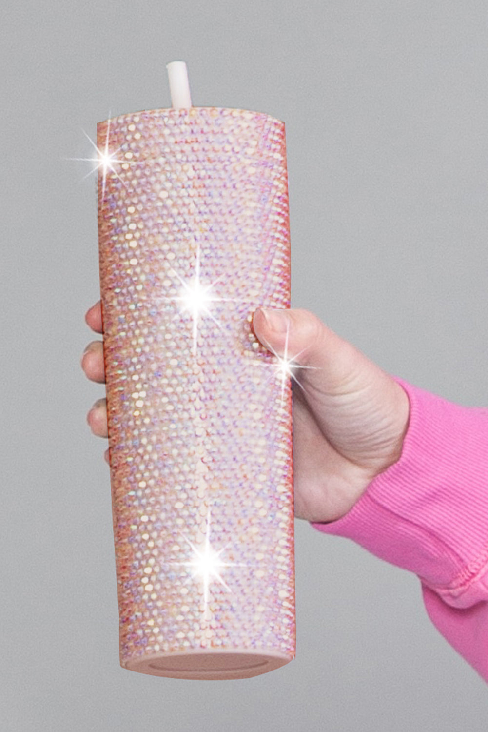 Silver Full Rhinestone Straw Cup