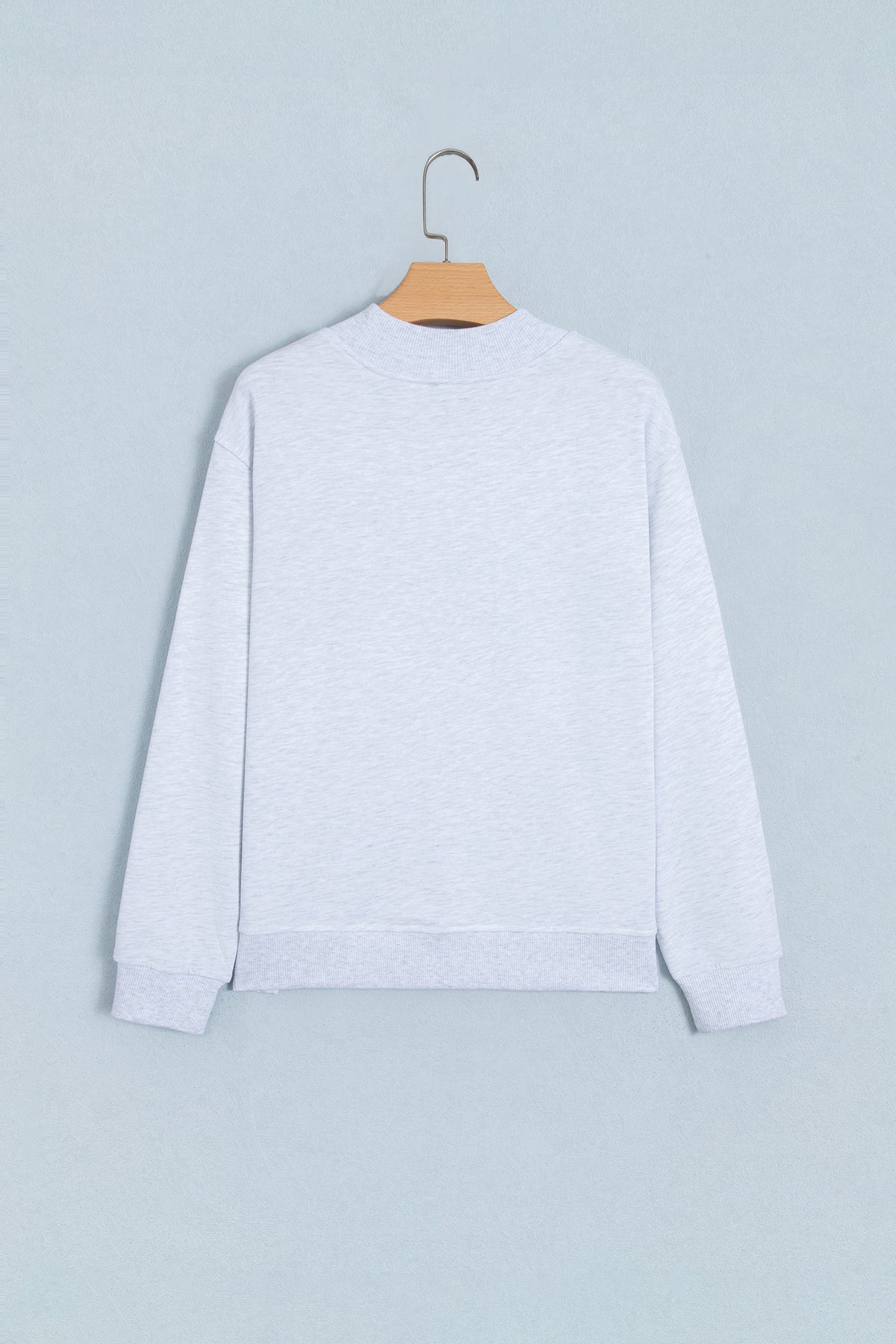 Light Grey High Neck Embroidered Checkered Letter Game Day Sweatshirt
