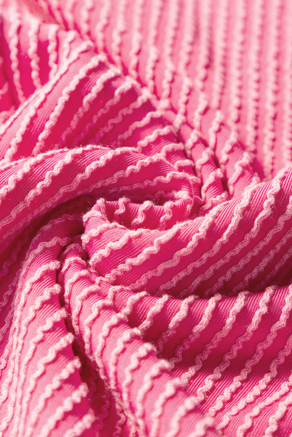 Bright Pink Solid Corded Knit Short Sleeve T Shirt and Wide Leg Pants Set