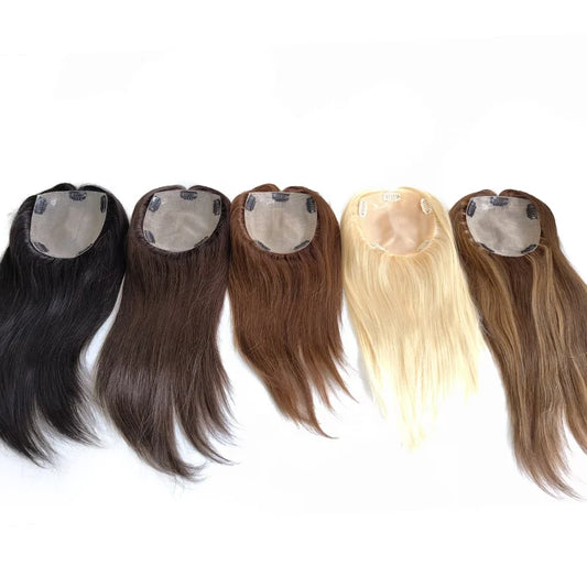 Silk Top PU Coated Clip-In Human Hair Topper for Women