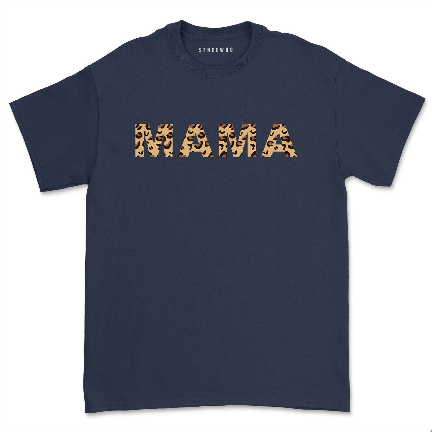 Leopard Print Mama Tee: Short Sleeve Cheetah Mom Graphic Top