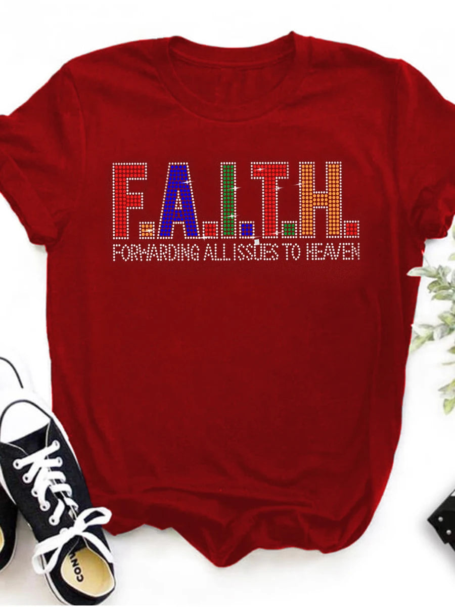 Plus Size Rhinestone Decor T-Shirt: Casual Summer Top